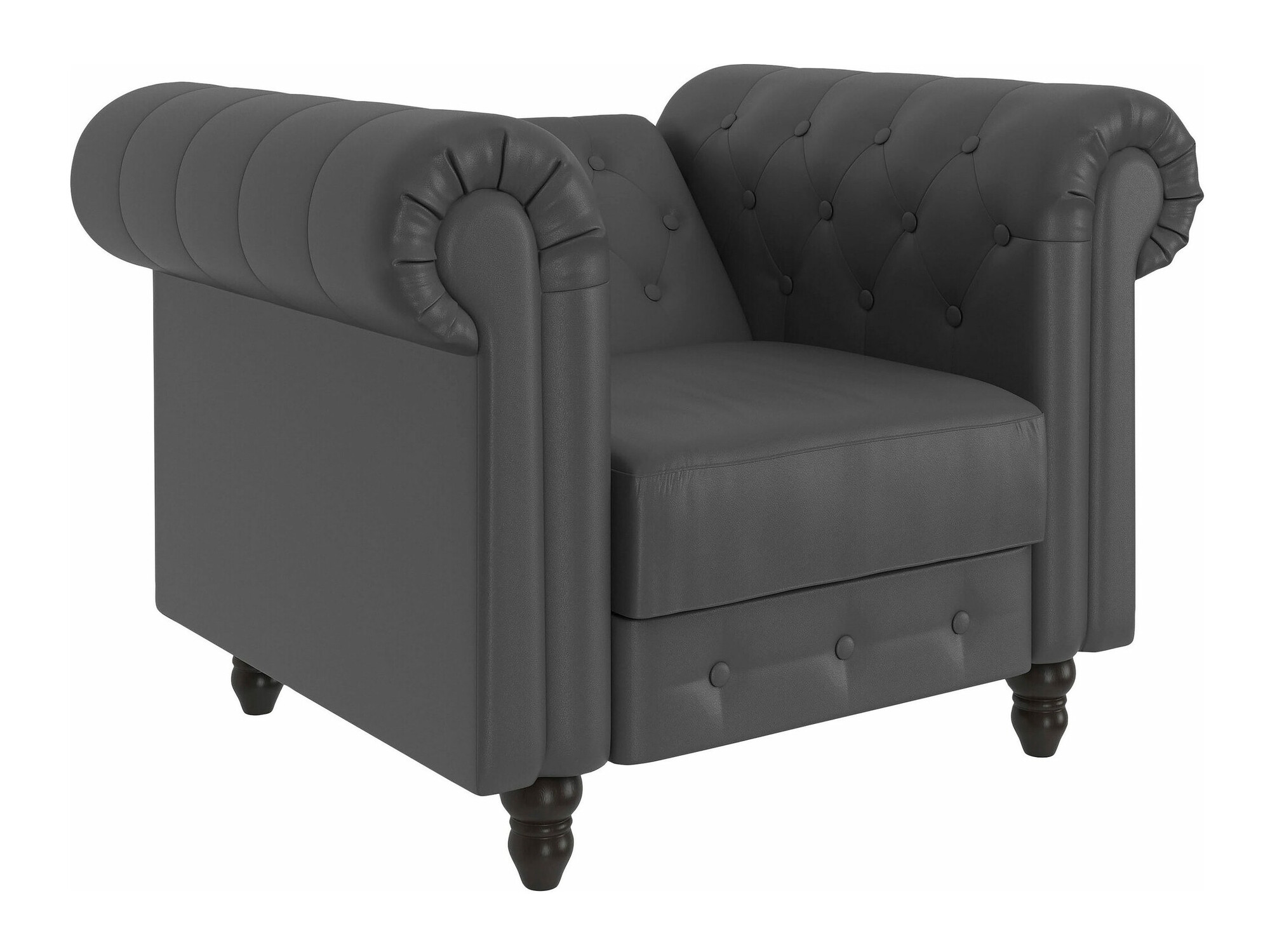 Chesterfield krēsls Tulsa 630 (Tumši pelēks)