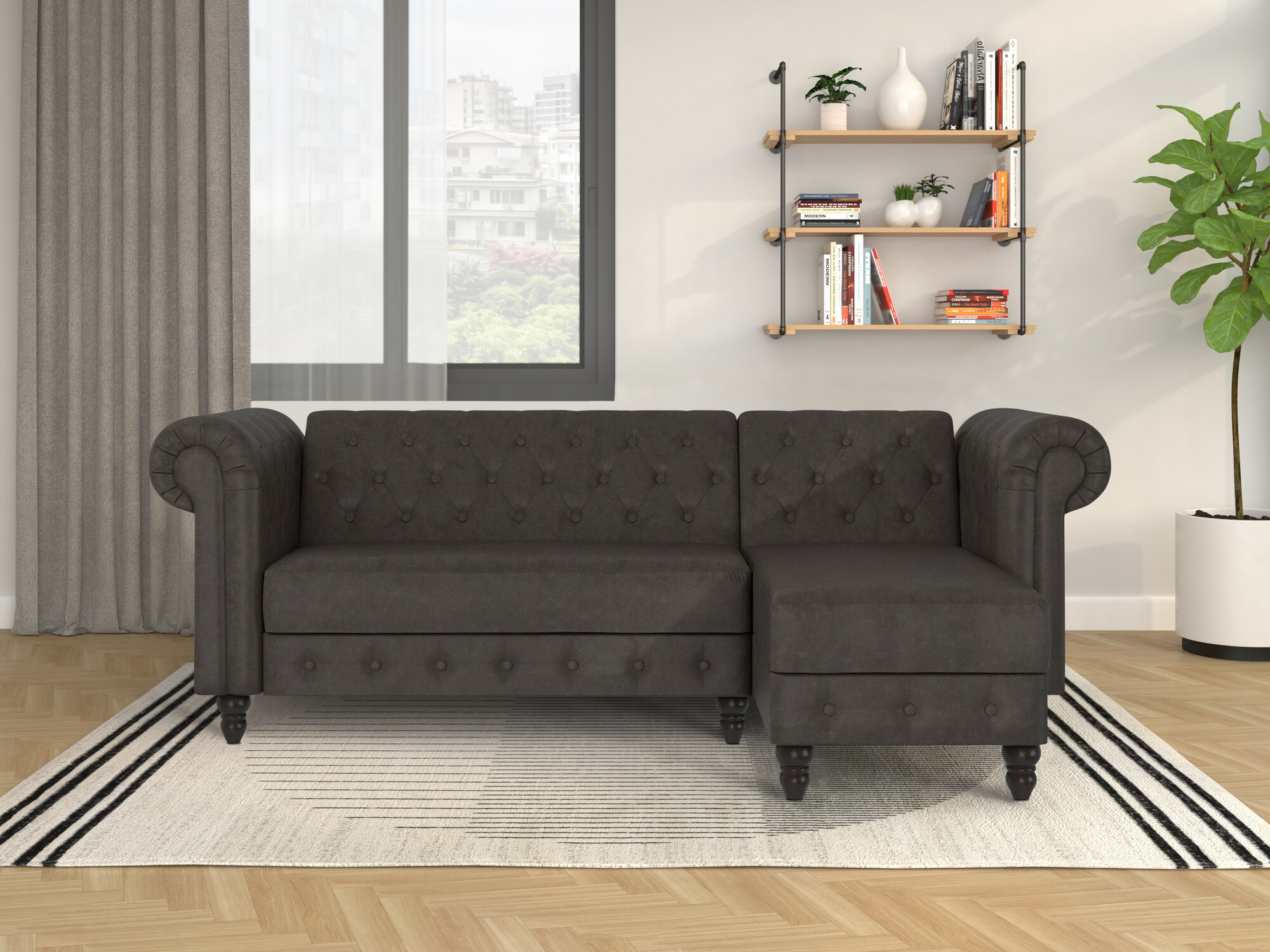 Chesterfield stūra dīvāns Tulsa 622 (Antracīts)