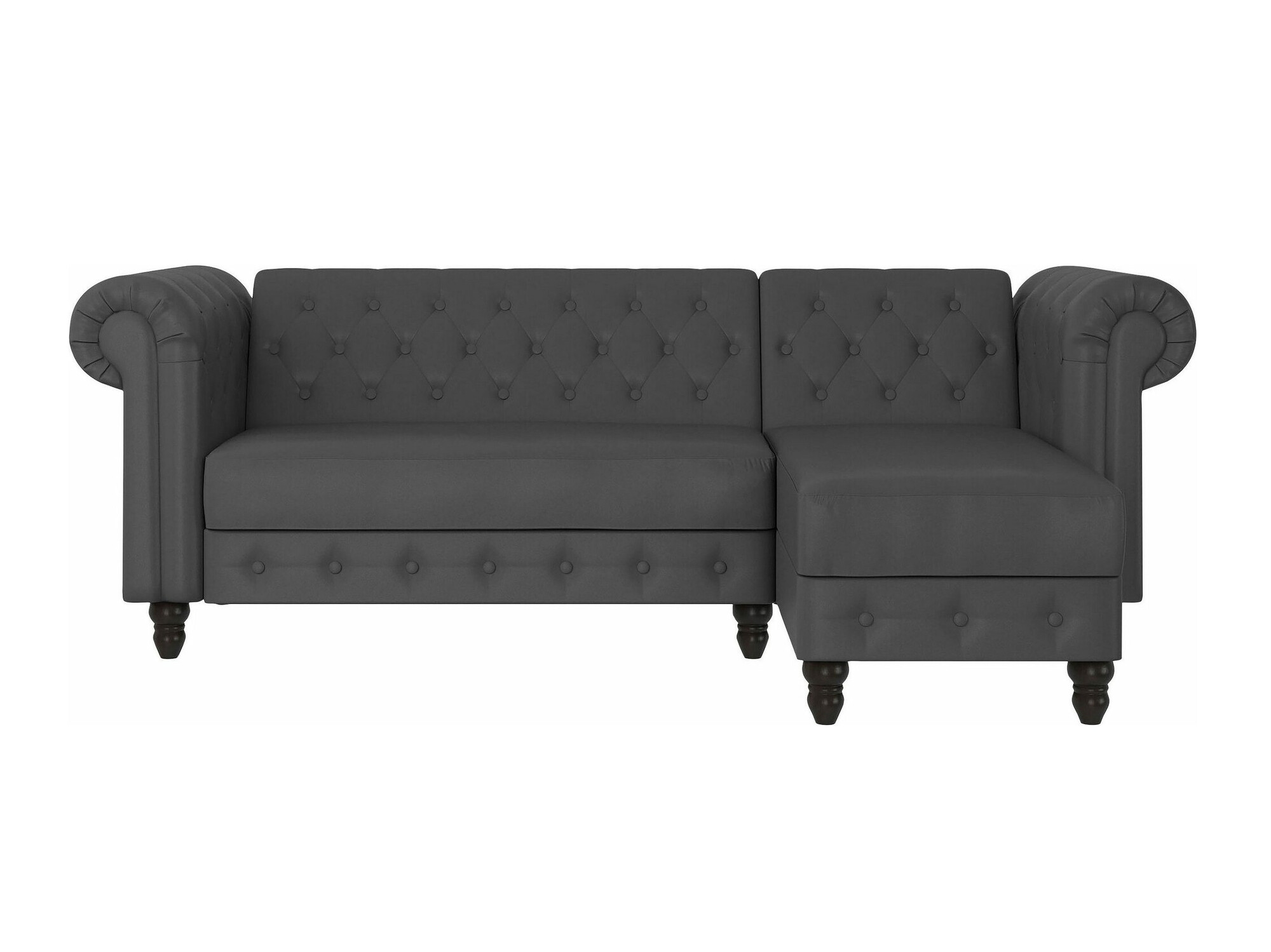 Chesterfield stūra dīvāns Tulsa 622 (Tumši pelēks)