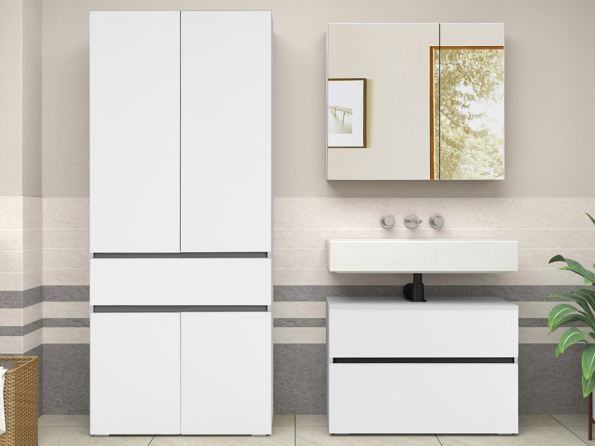 Hапольные шкафчик для ванной Soncamu 113 (Белый)