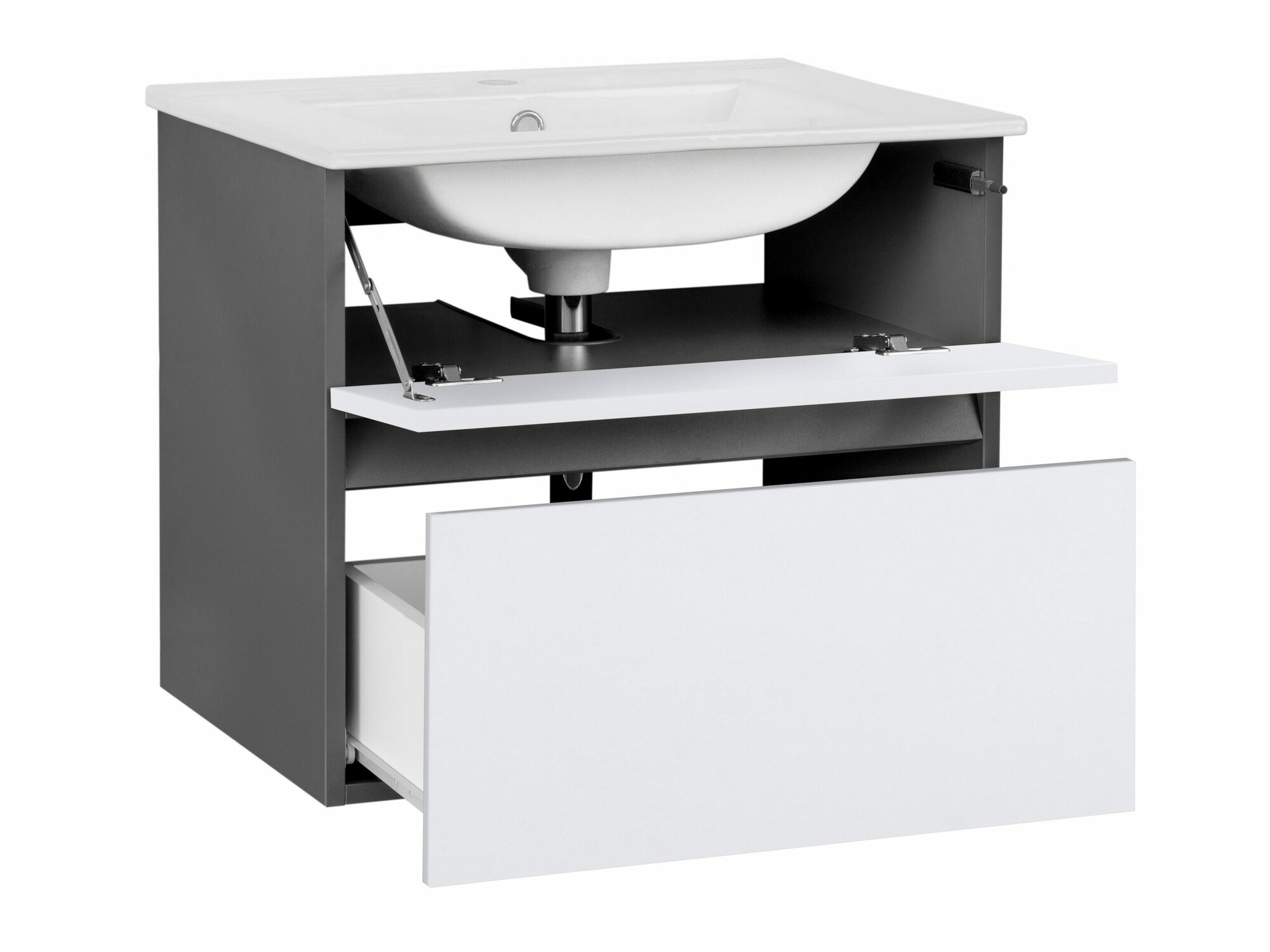 Piekarams vannas istabas skapītis izlietnei Denton 1478 (Balts + Antracīts)