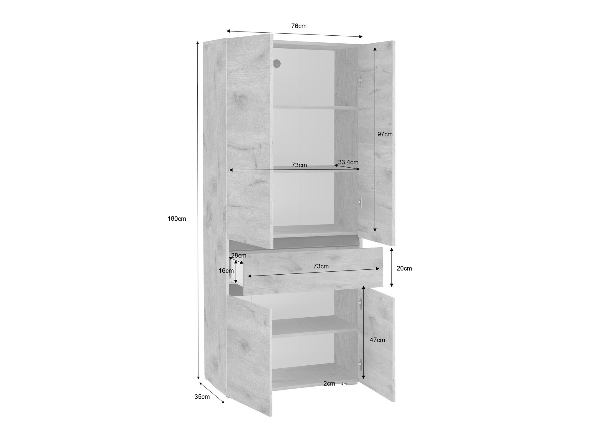 Stāvošs vannas skapītis Soncamu 113 (Balts)