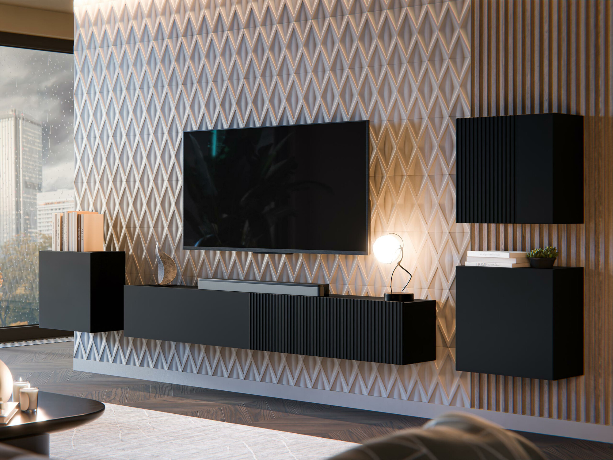 Viesistabas komplekts Calveru 108 (Melns)