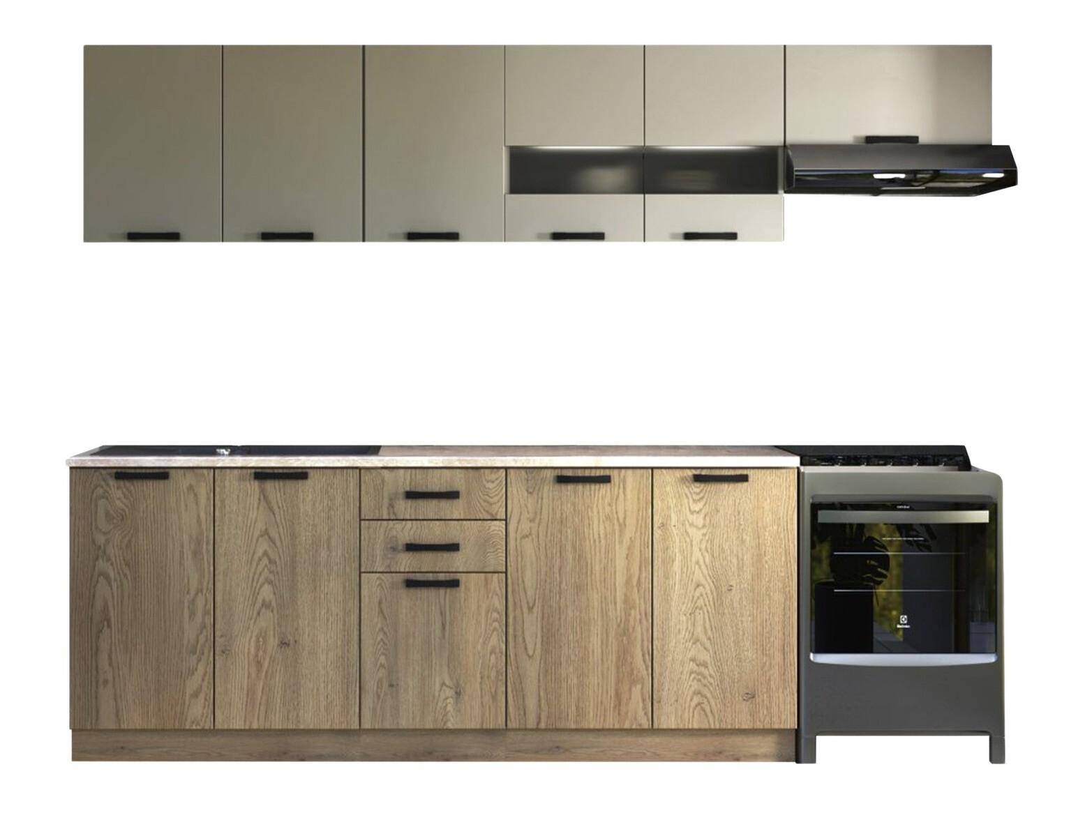 Virtuves komplekts Houston 1182 (Kašmirs + Ozols)