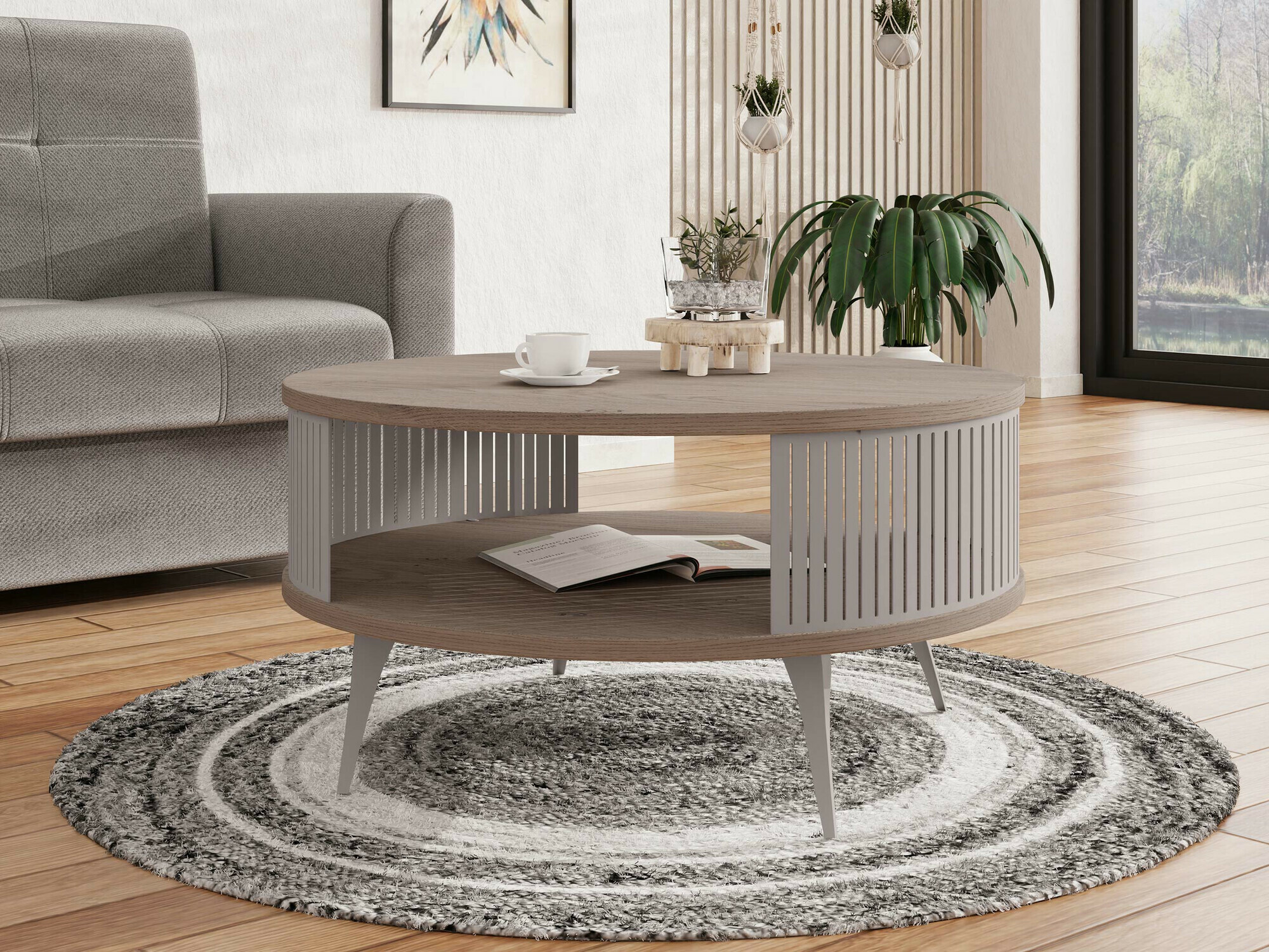 Журнальный столик Sordore 125 (Кашемир + Светлое дерево)