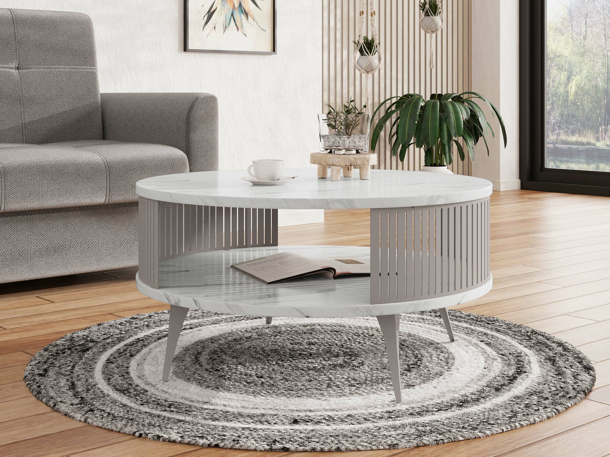 Žurnālu galdiņš Sordore 125 (Kašmirs + Balts marmors)