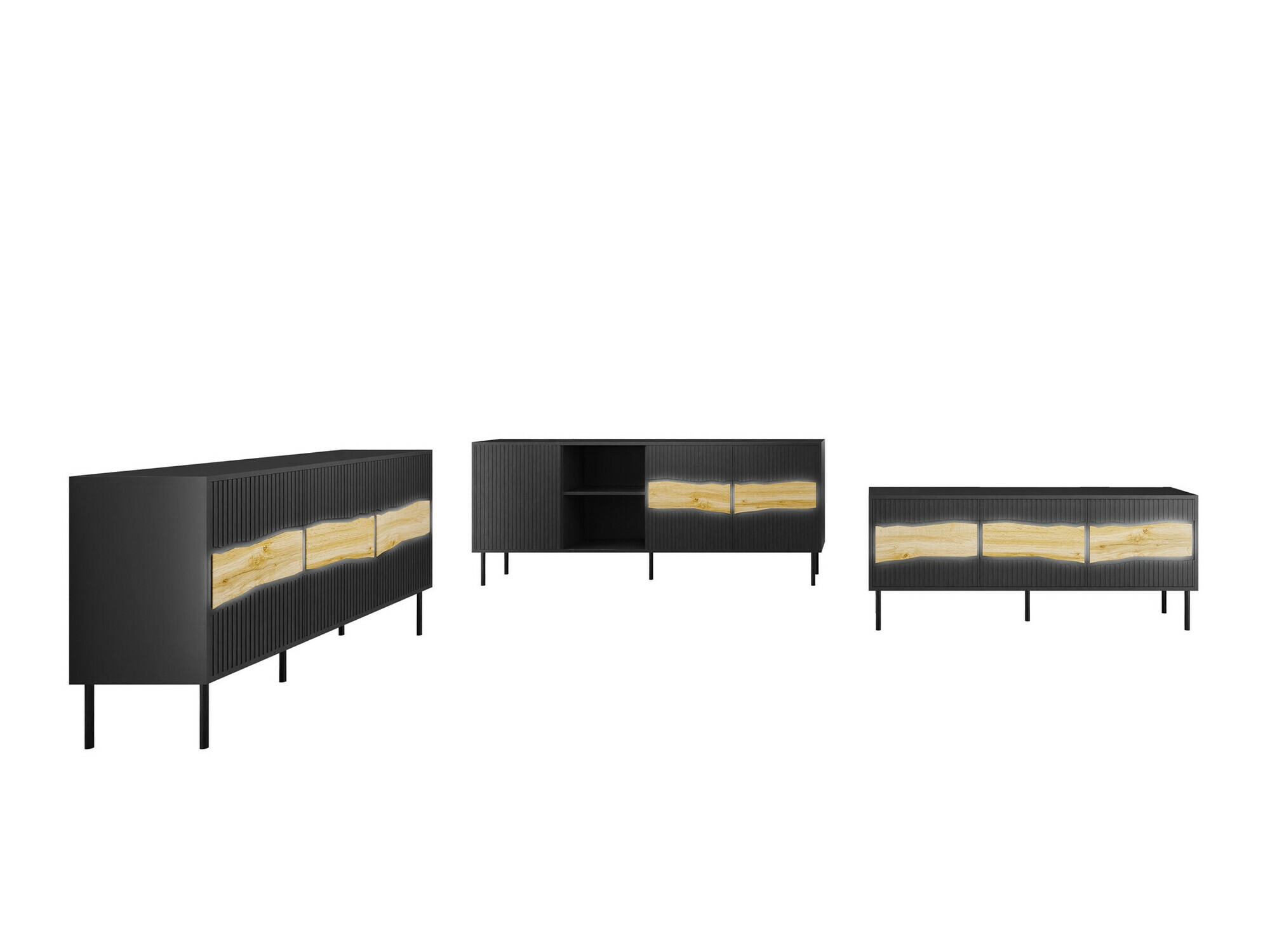 Набор для гостиной Monevare 105 (Чёрный + Дуб вотан)