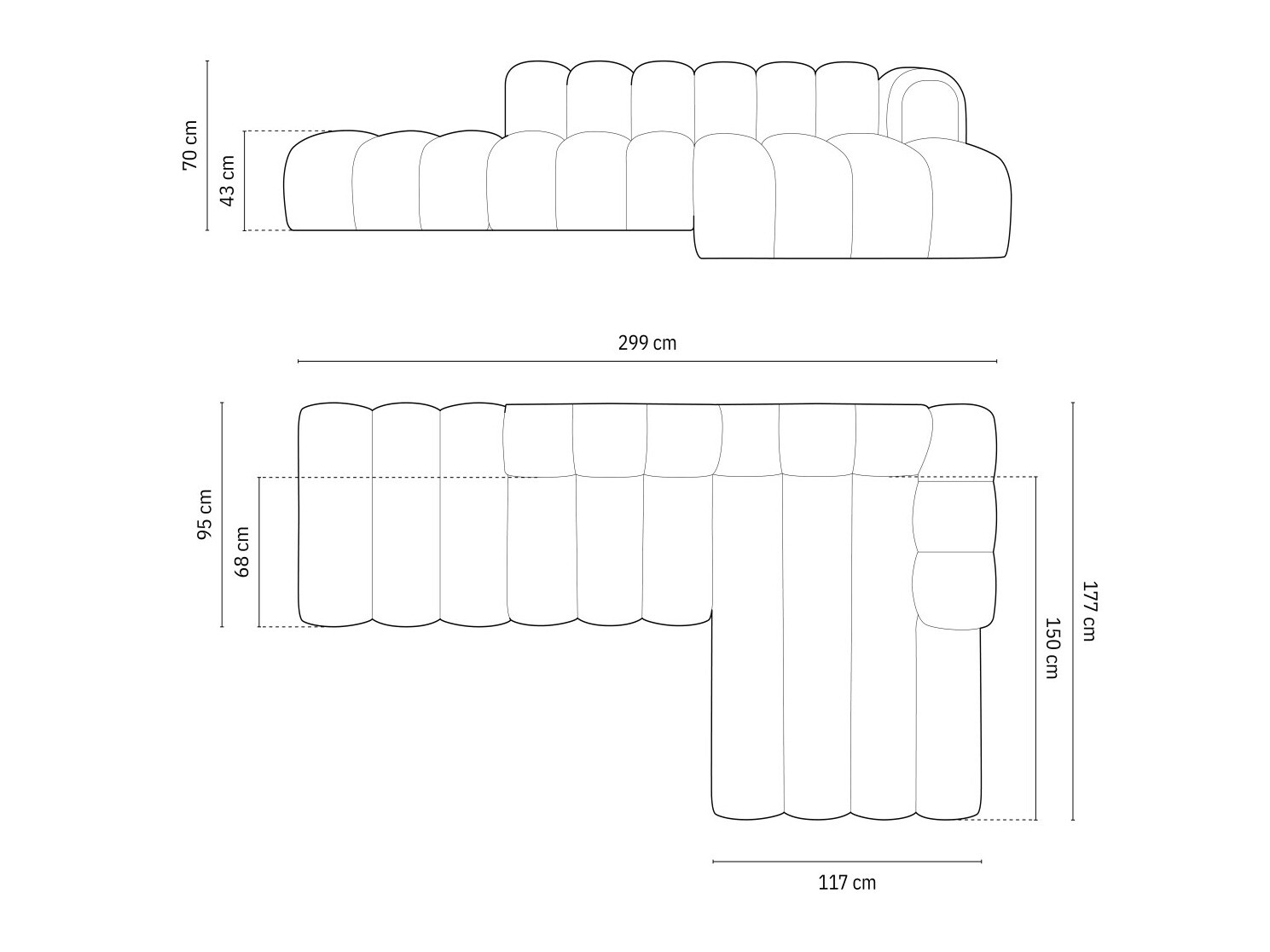 Moduļu stūra dīvāns Cirleve 105 (Salvador 10)