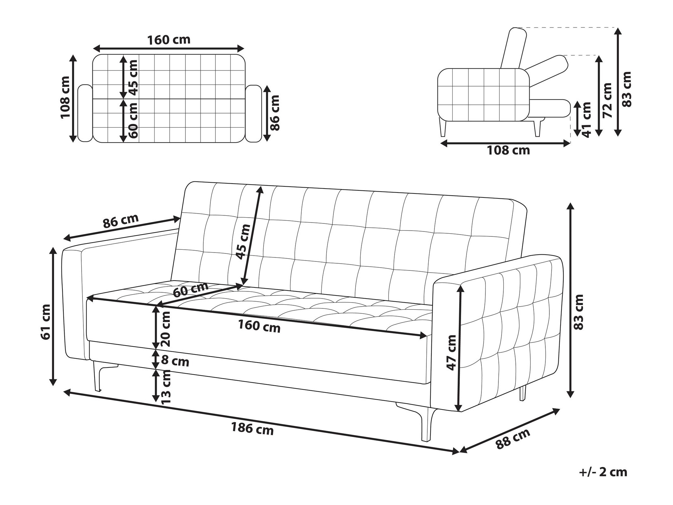 Dīvāns gulta Felvena 123 (Pelēks)