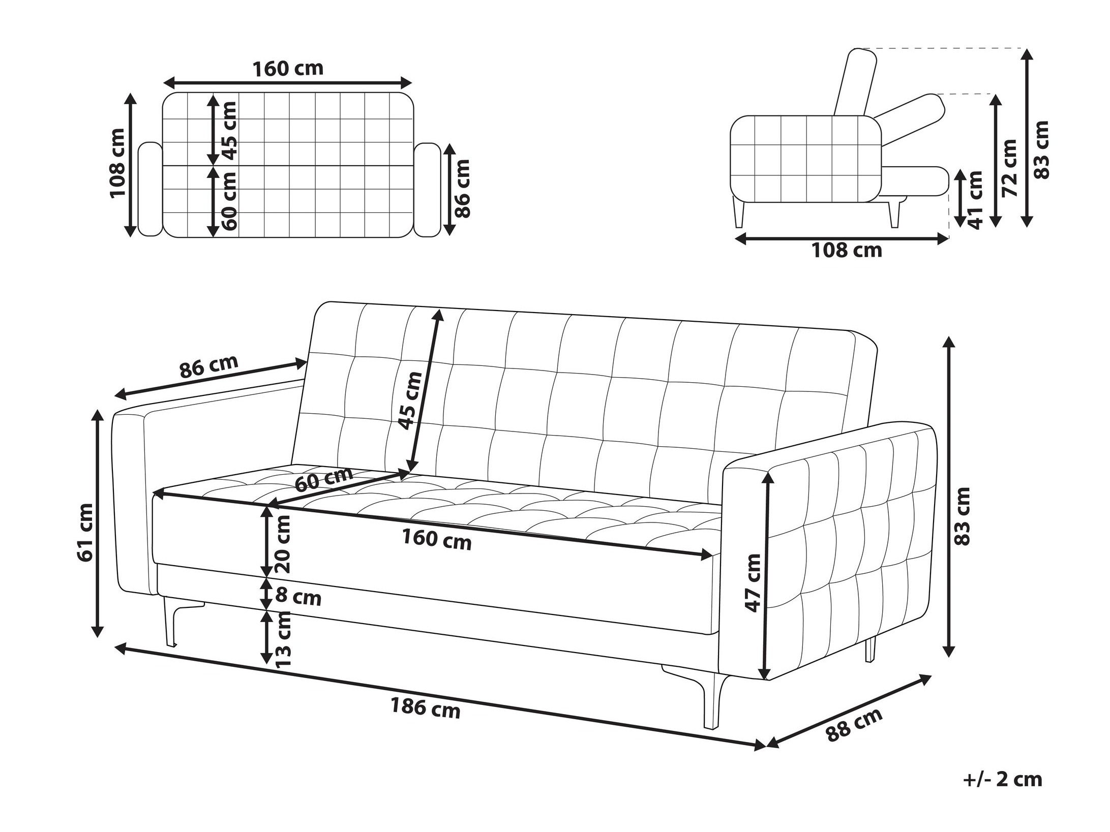 Dīvāns gulta Felvena 123 (Zils)