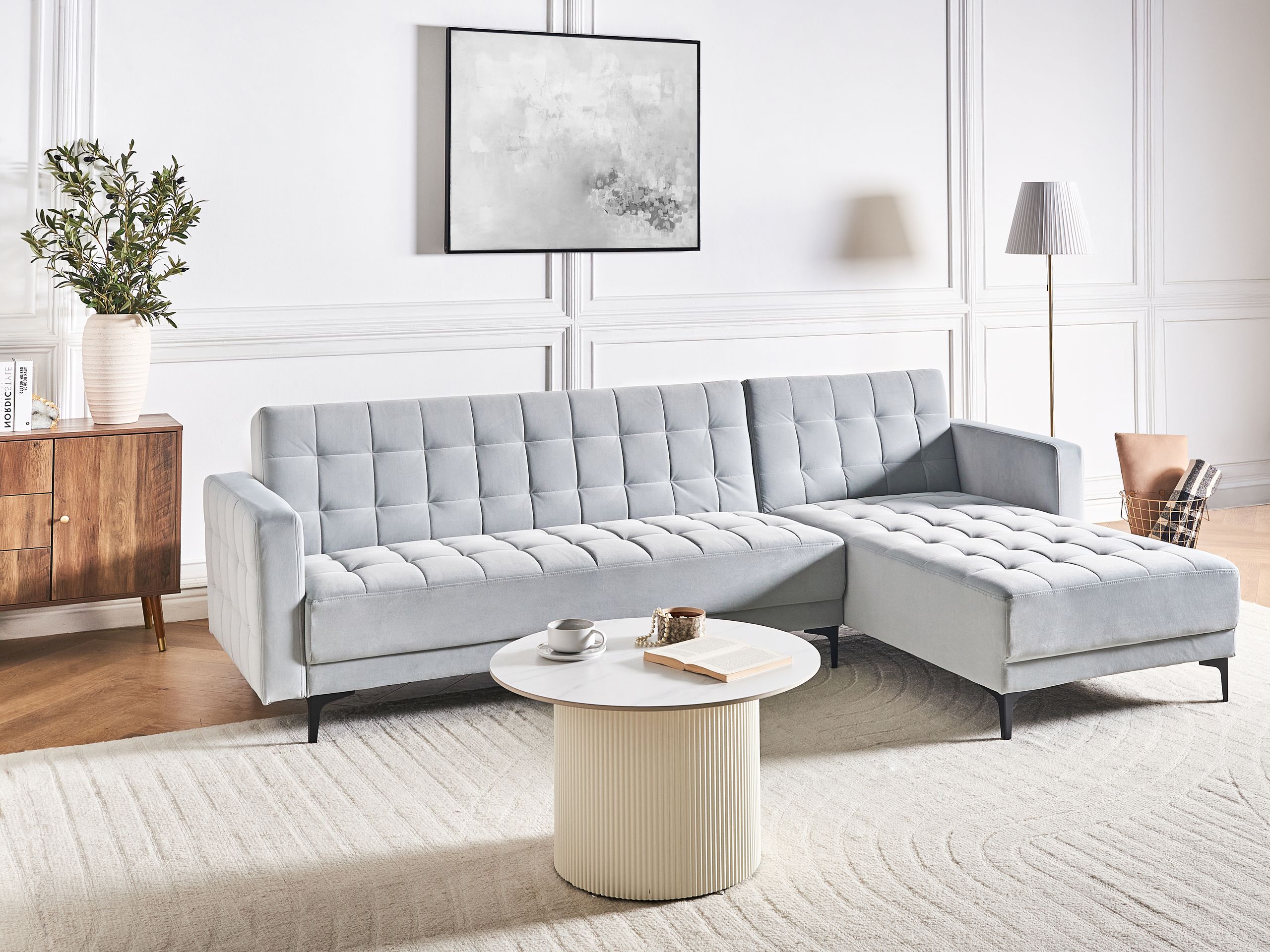 Stūra dīvāns Felvena 124 (Gaiši pelēks)