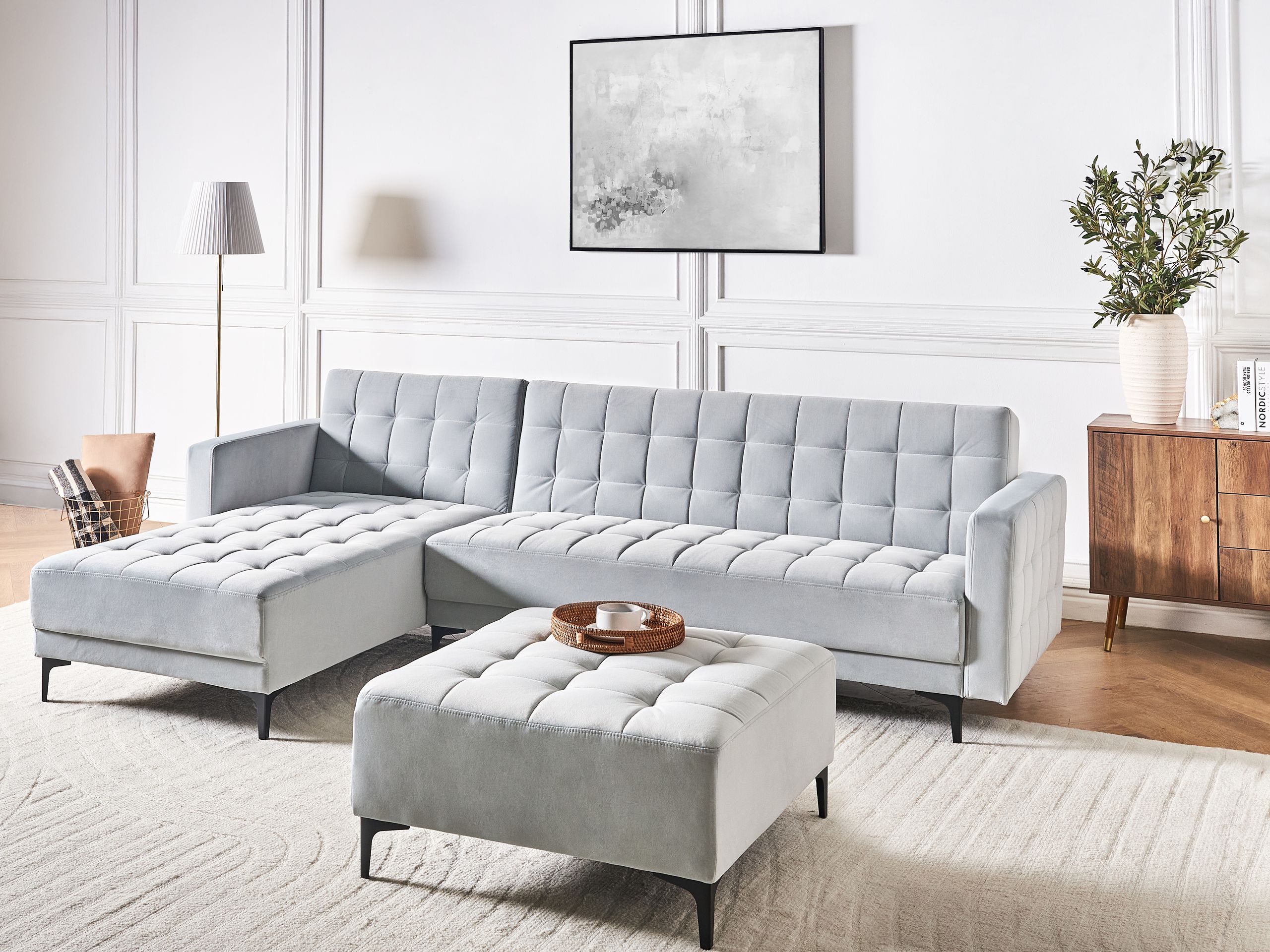 Stūra dīvāns Felvena 124 (Gaiši pelēks)