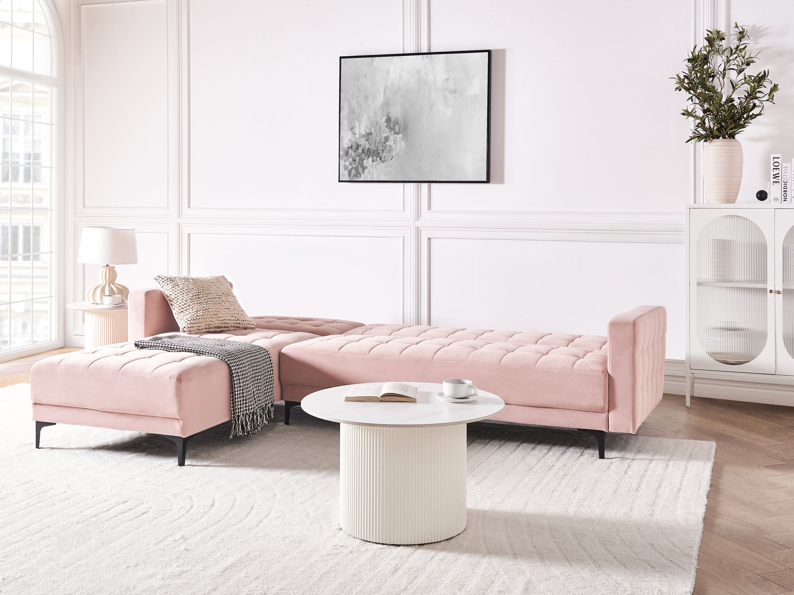 Stūra dīvāns Felvena 124 (Tumši rozā)