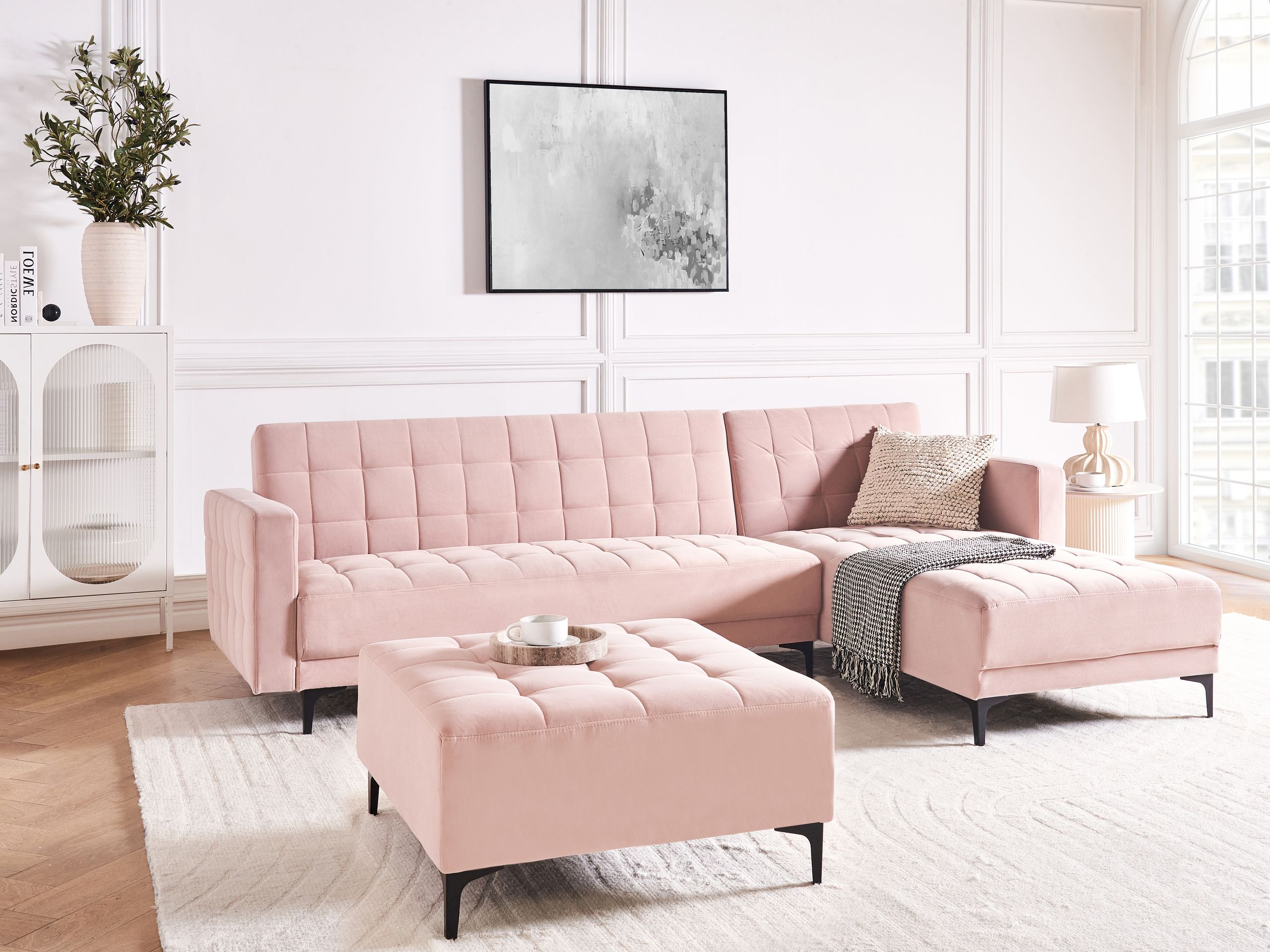 Stūra dīvāns Felvena 124 (Tumši rozā)