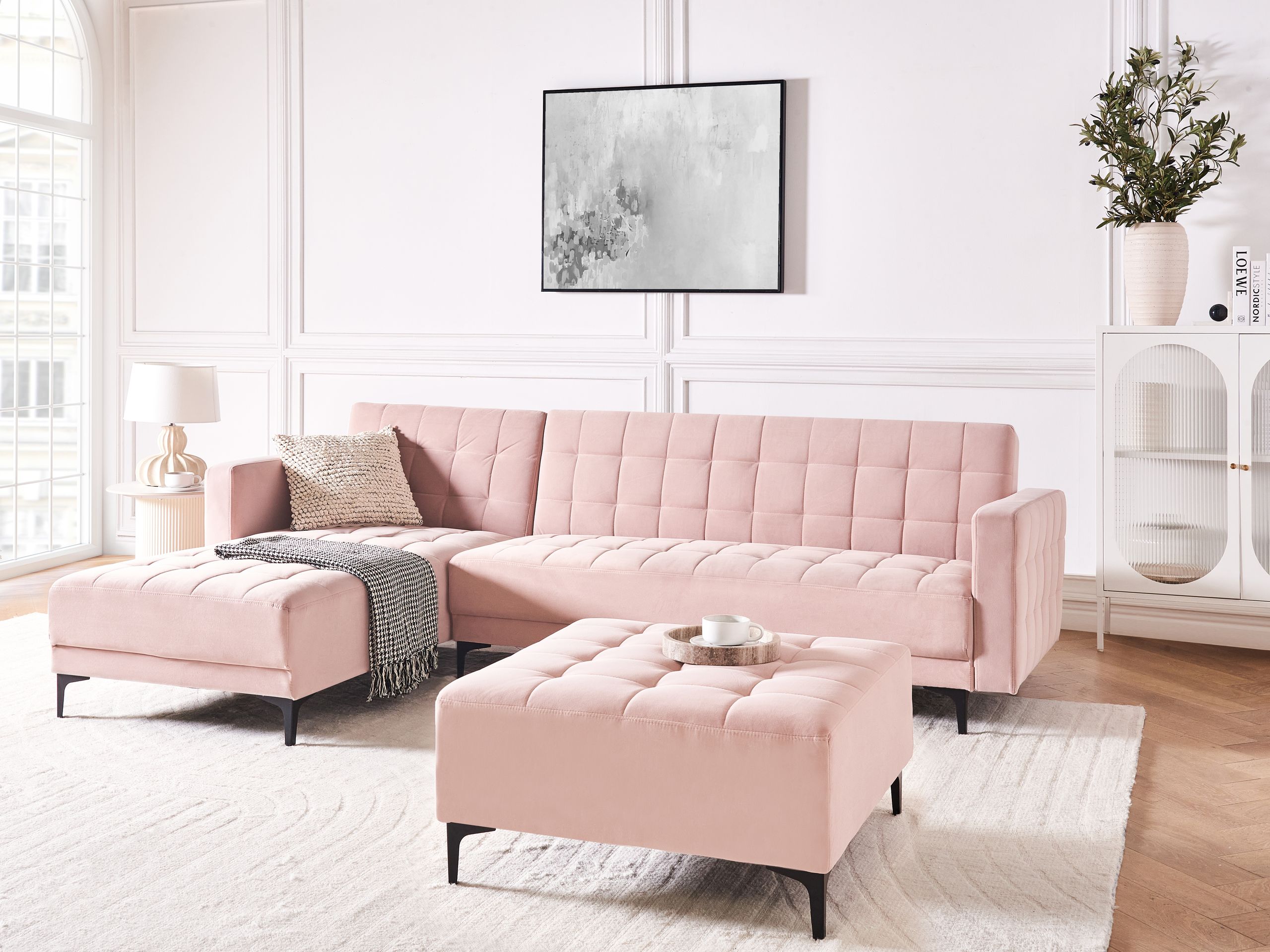 Stūra dīvāns Felvena 124 (Tumši rozā)