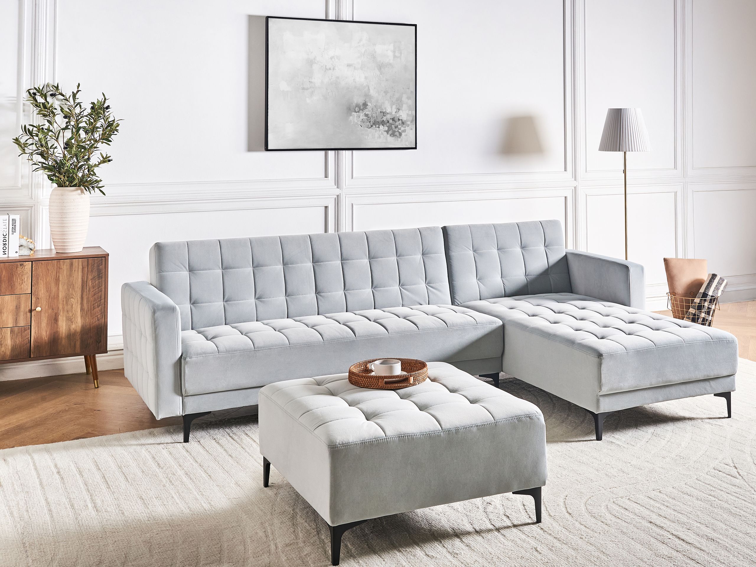 Угловой диван Felvena 124 (Светло-серый)