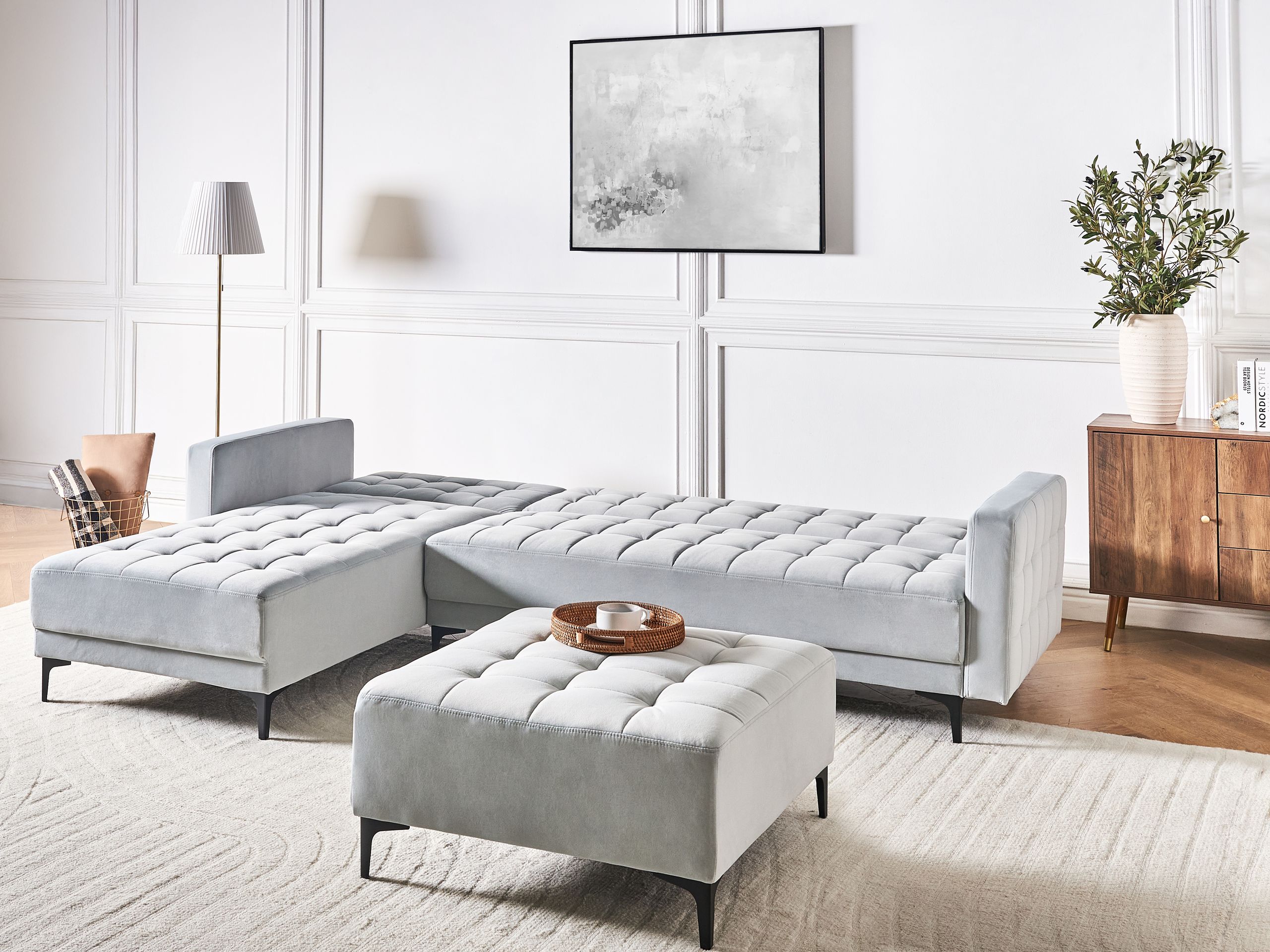 Угловой диван Felvena 124 (Светло-серый)