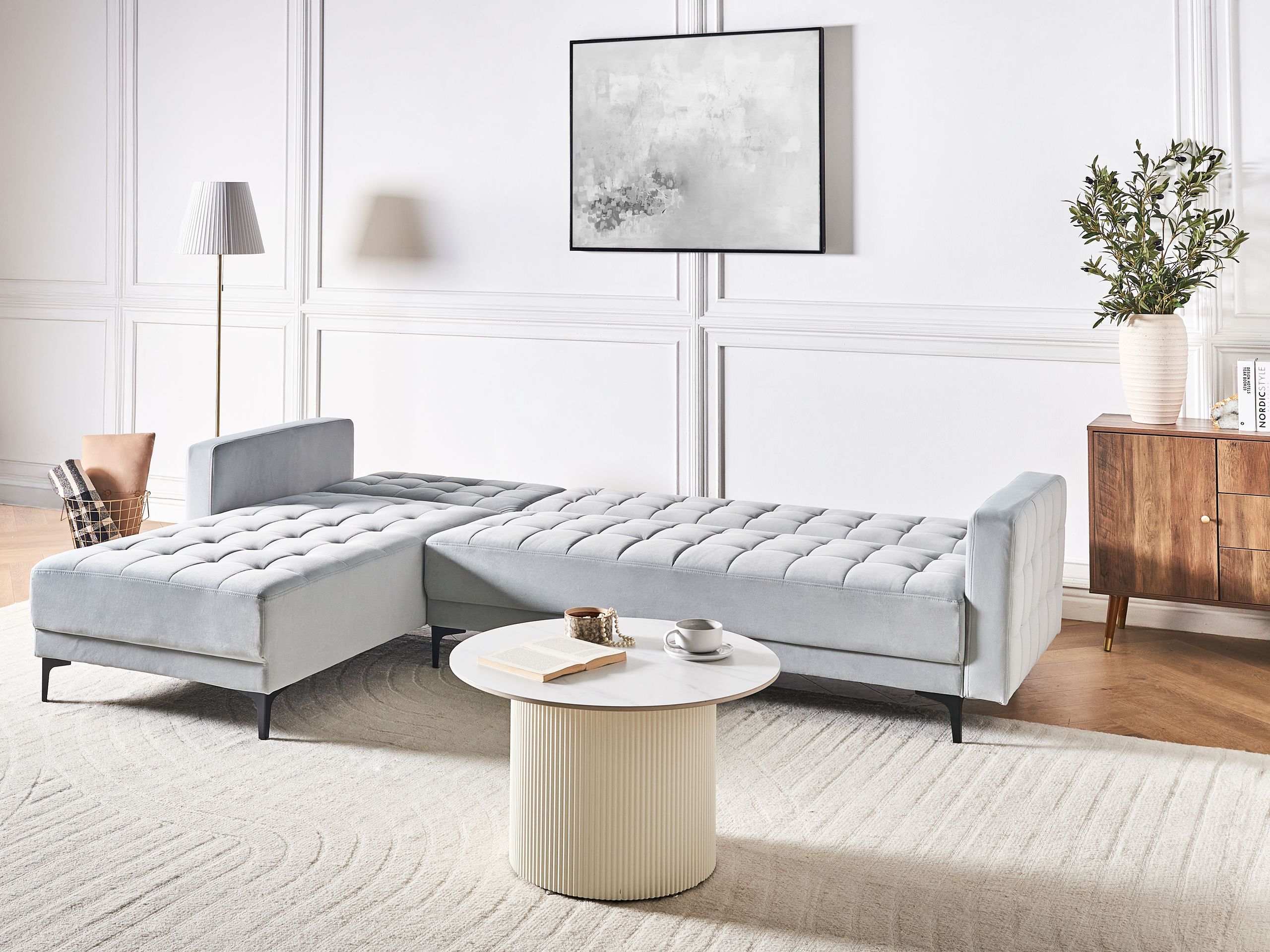 Stūra dīvāns Felvena 124 (Gaiši pelēks)