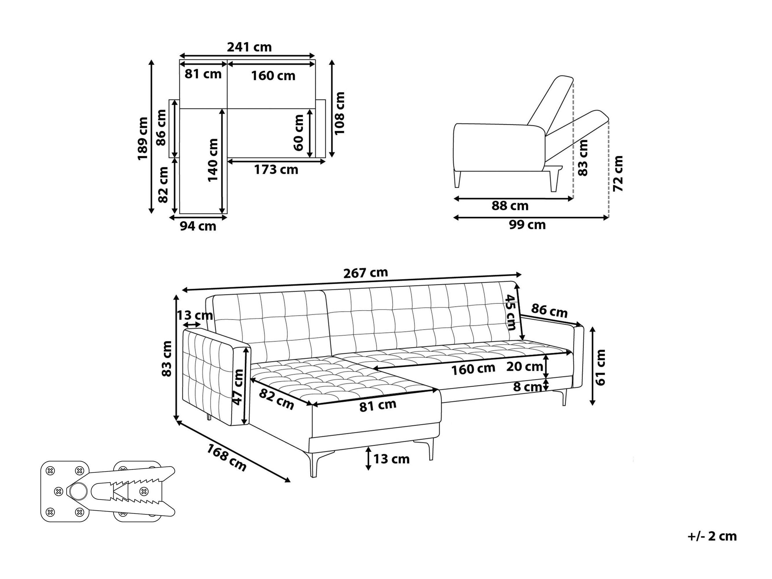 Stūra dīvāns Felvena 124 (Gaiši pelēks)