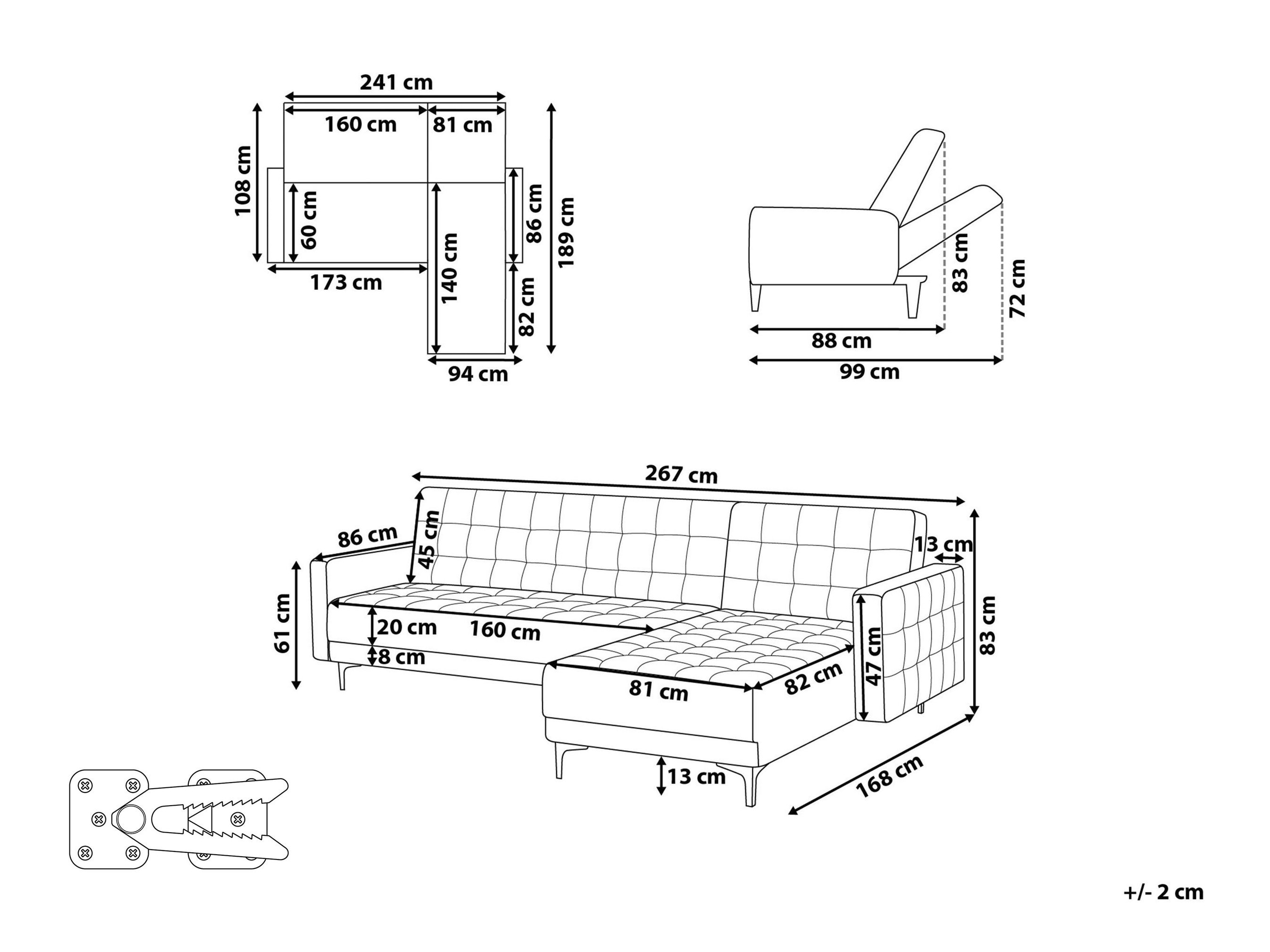 Stūra dīvāns Felvena 124 (Gaiši pelēks)