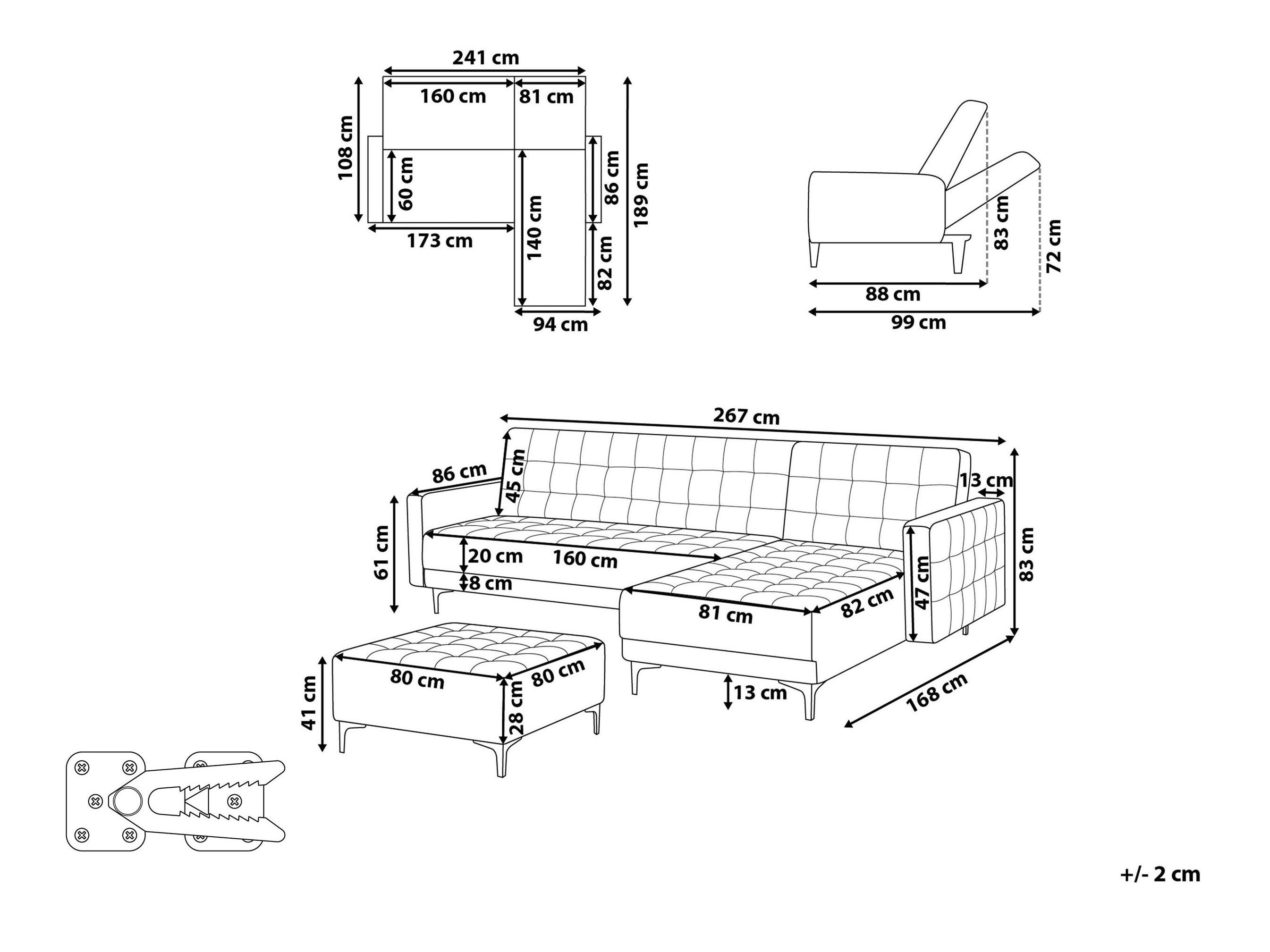 Stūra dīvāns Felvena 124 (Tumši rozā)