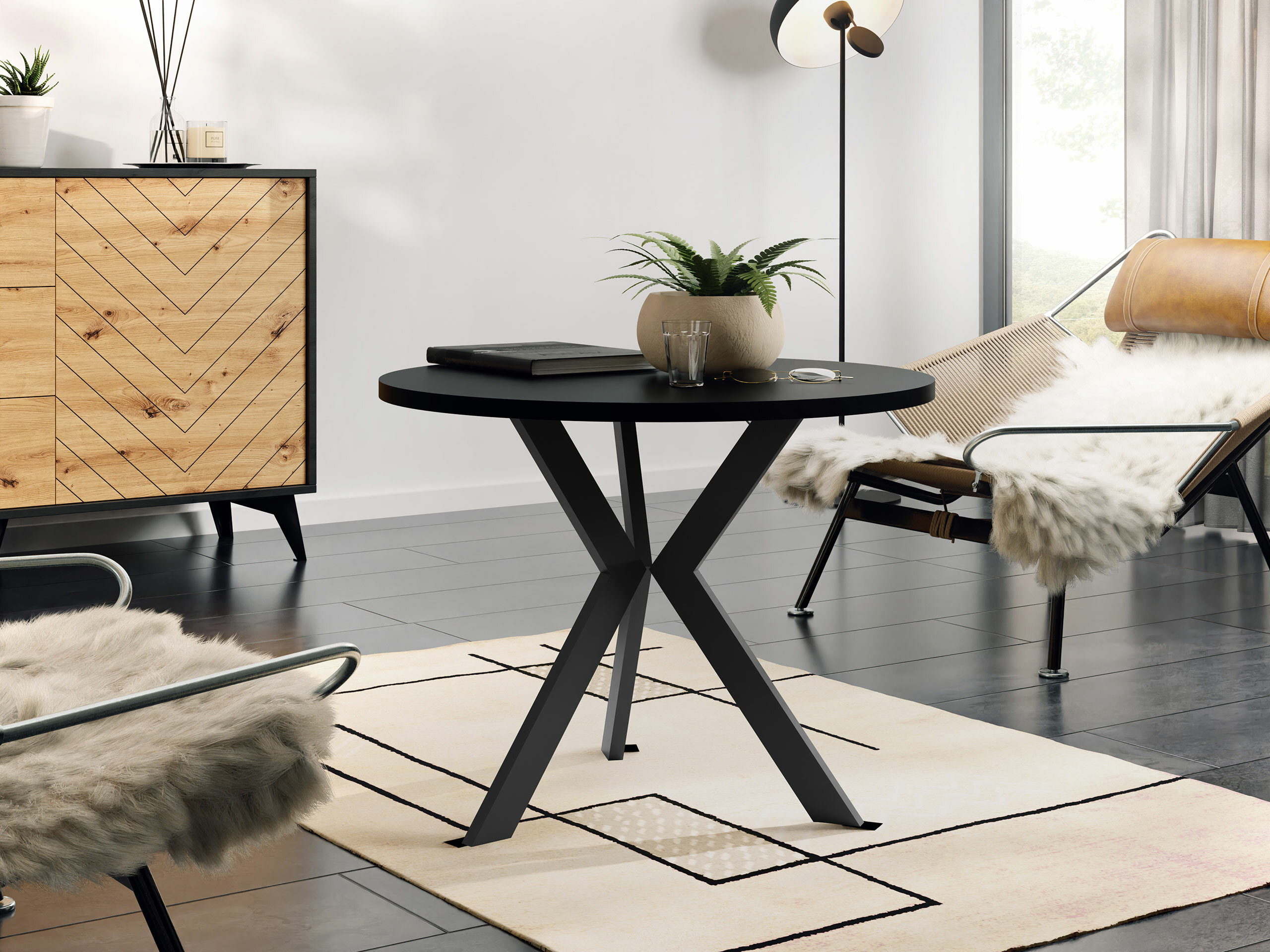 Žurnālu galdiņš Dearborn 106 (Melns)