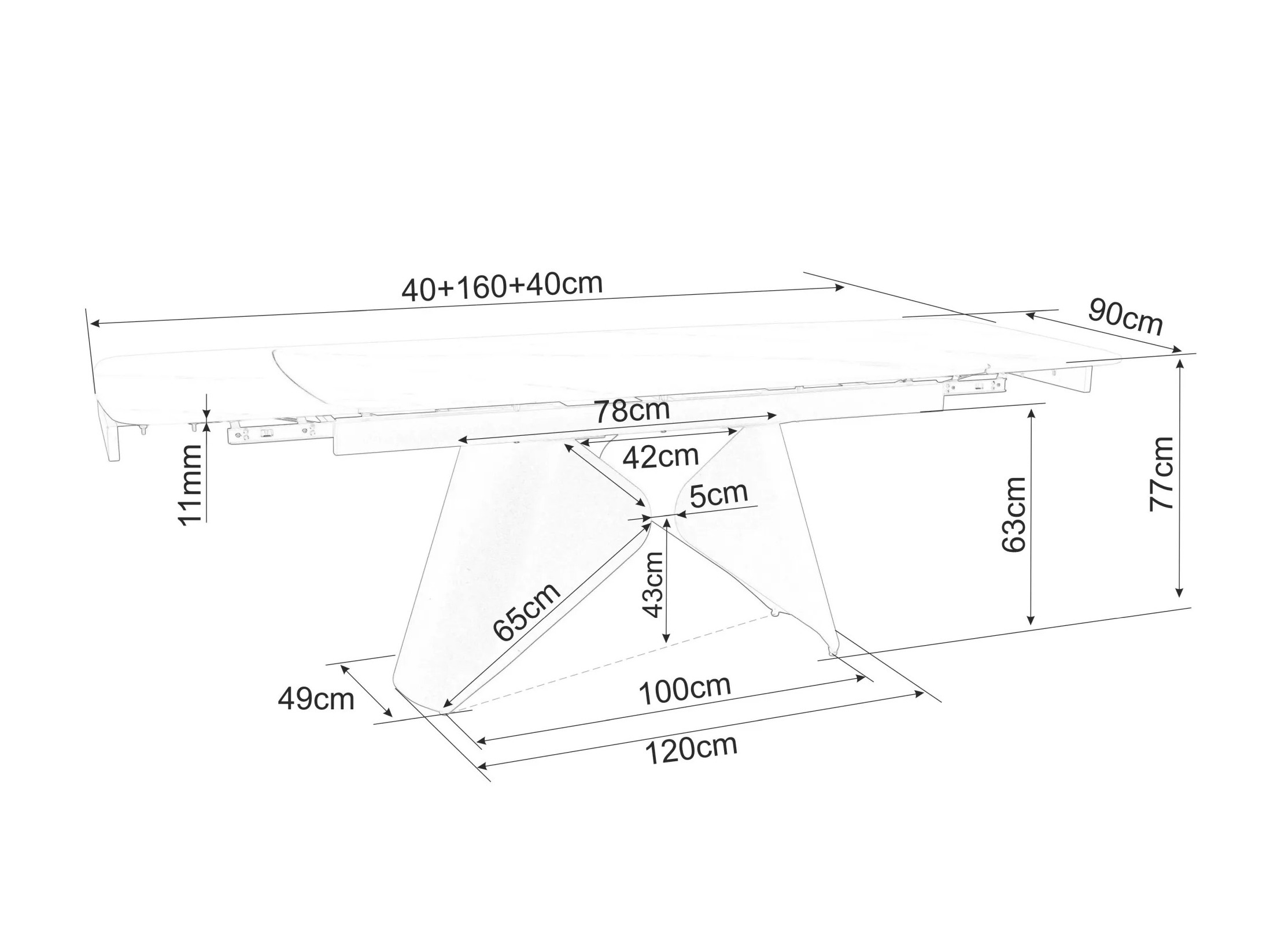 Cтол Detroit 757 (Черный мрамор + Чёрный)