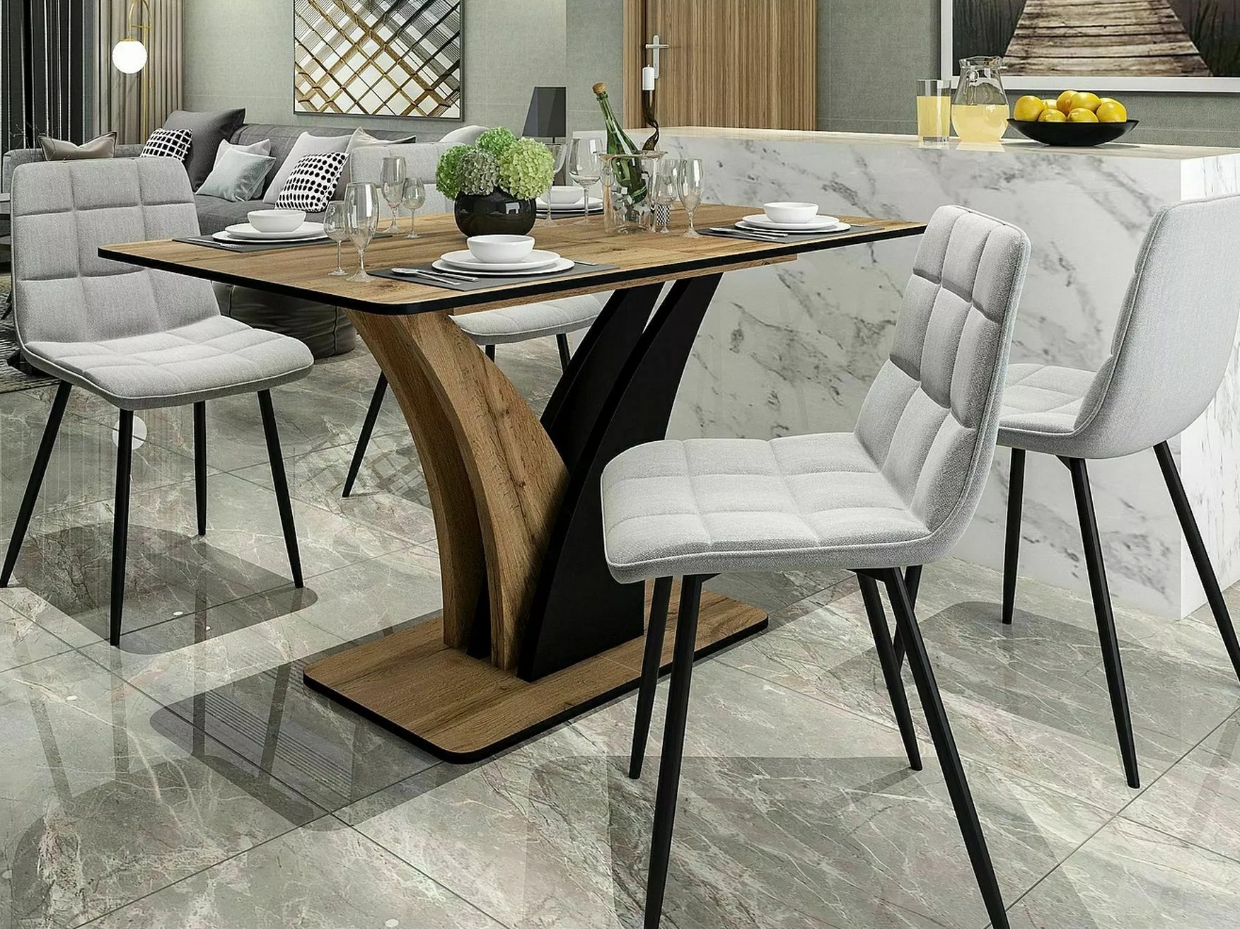 Galds Detroit 761 (Artisan ozols + Melns)