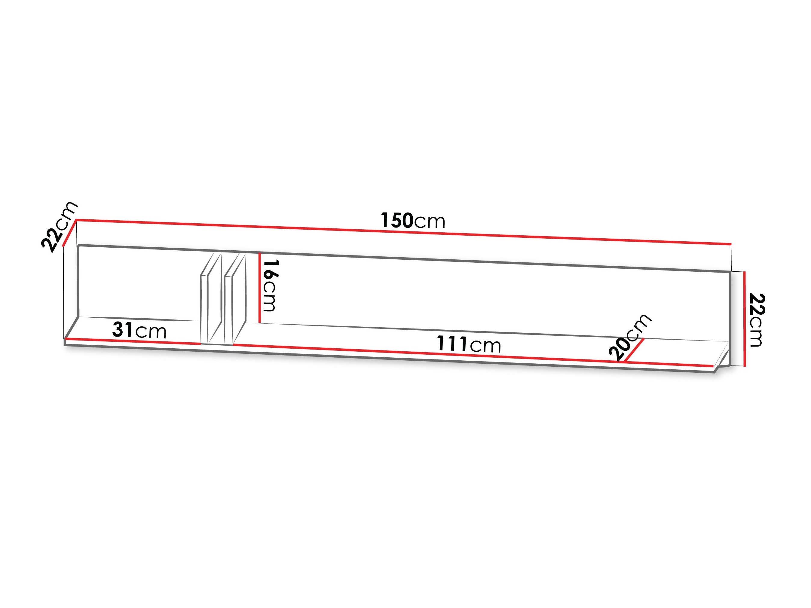 Настенная полка Levali 113 (Дуб)