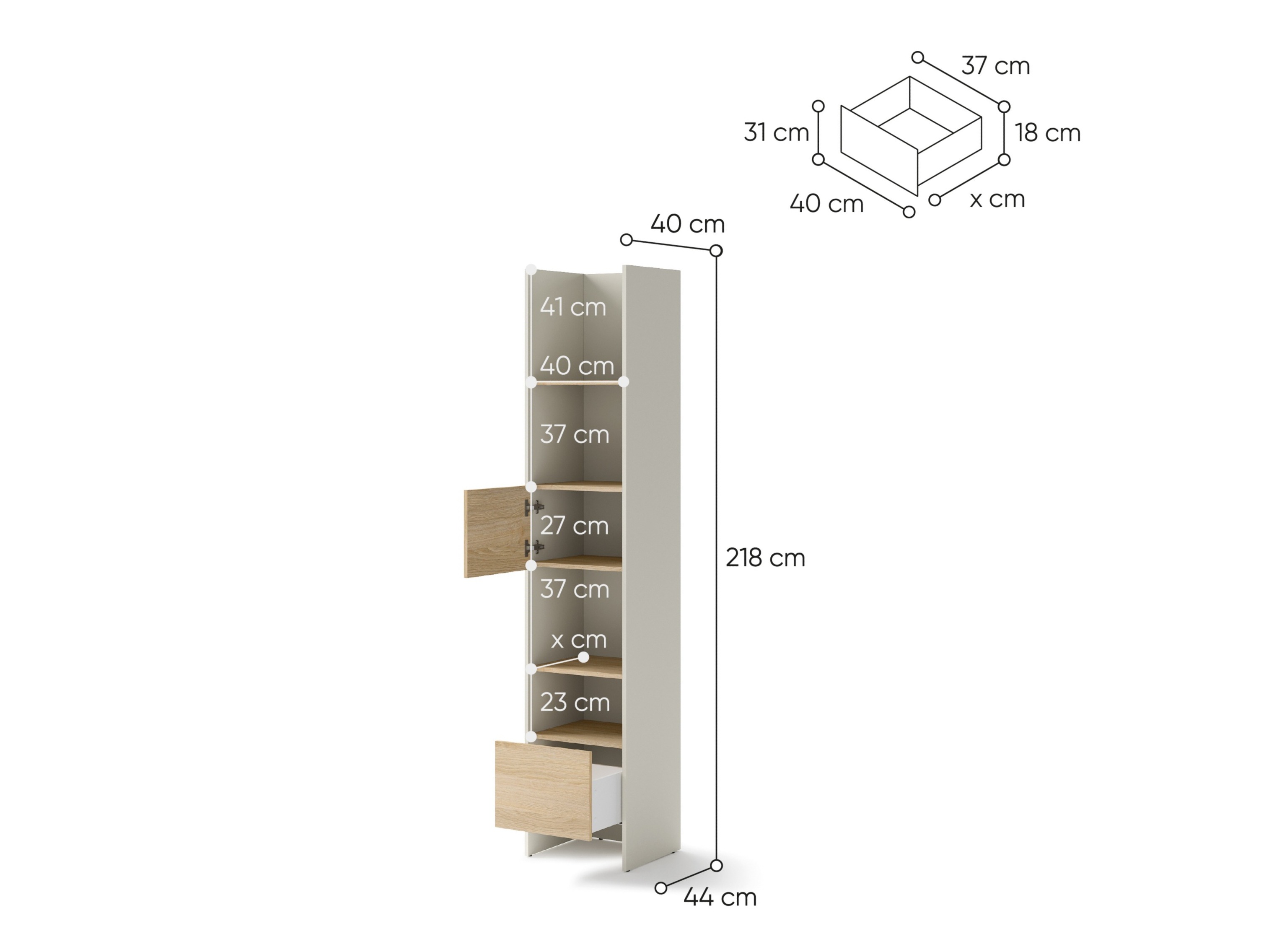 Plaukts Concept Pro Lenart Levfere 147 (Kašmirs + Ozols)