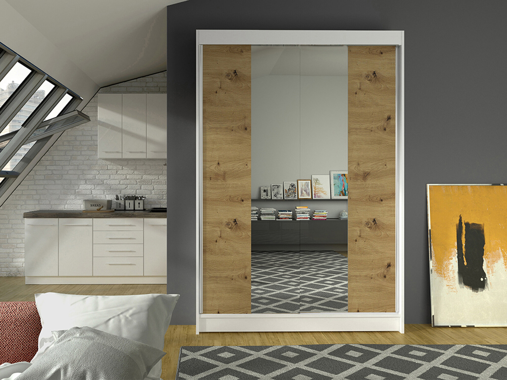 Шкаф Closico 148 (Белый + Artisan дуб)