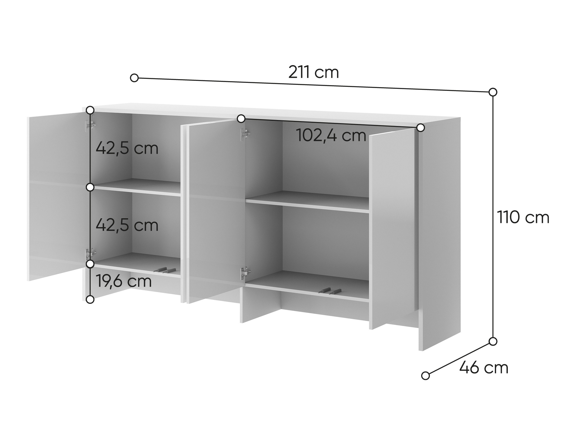 Skapis Concept Pro Lenart Levfere 120 (Balts + Glancēts balts)