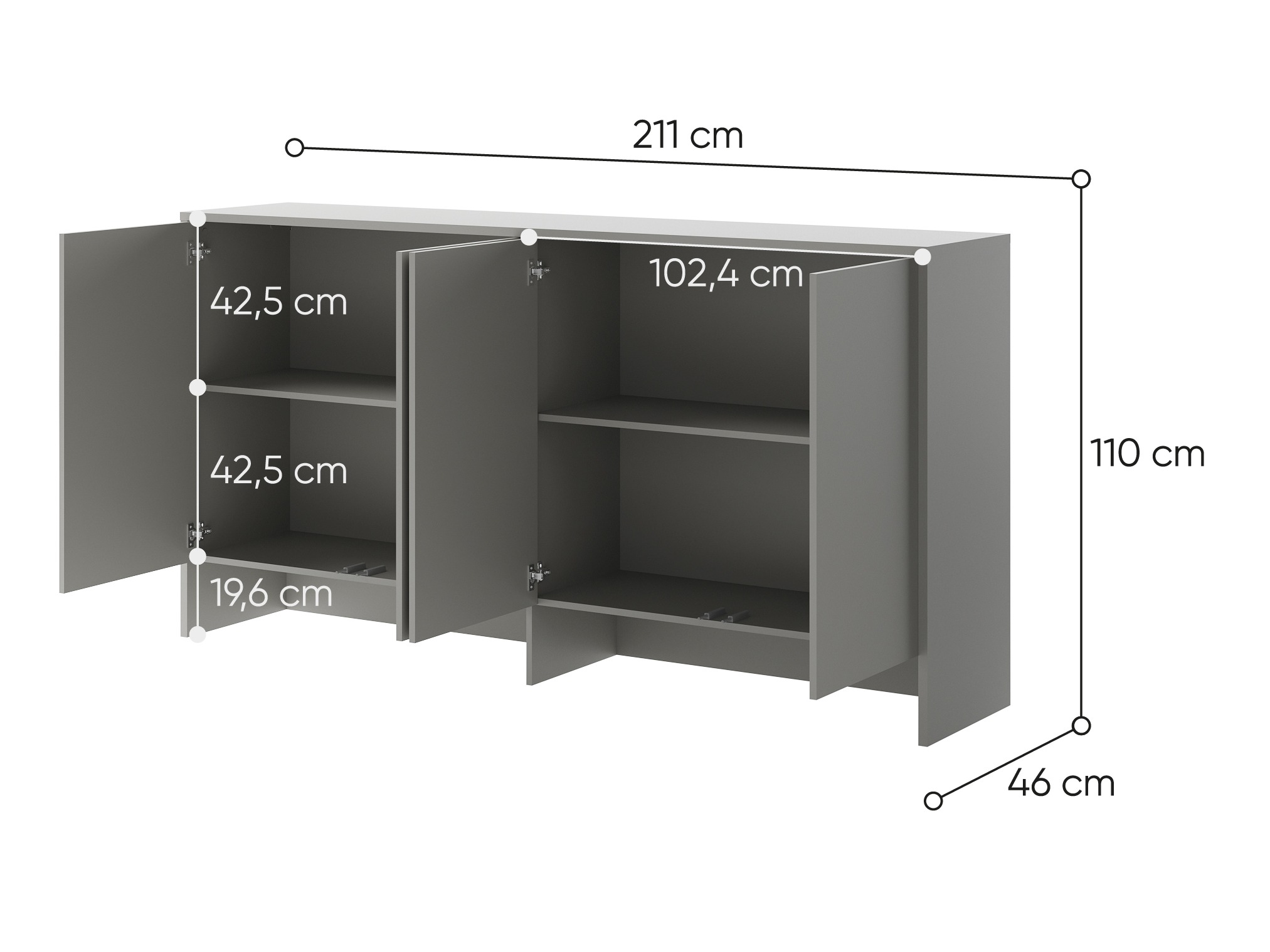 Skapis Concept Pro Lenart Levfere 120 (Pelēks)