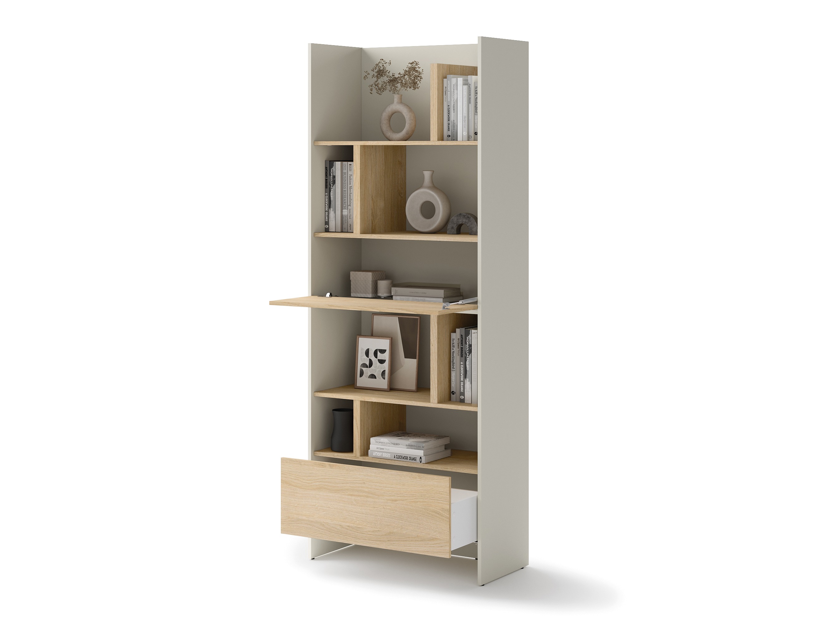 Стеллаж Concept Pro Lenart Levfere 146 (Кашемир + Дуб)