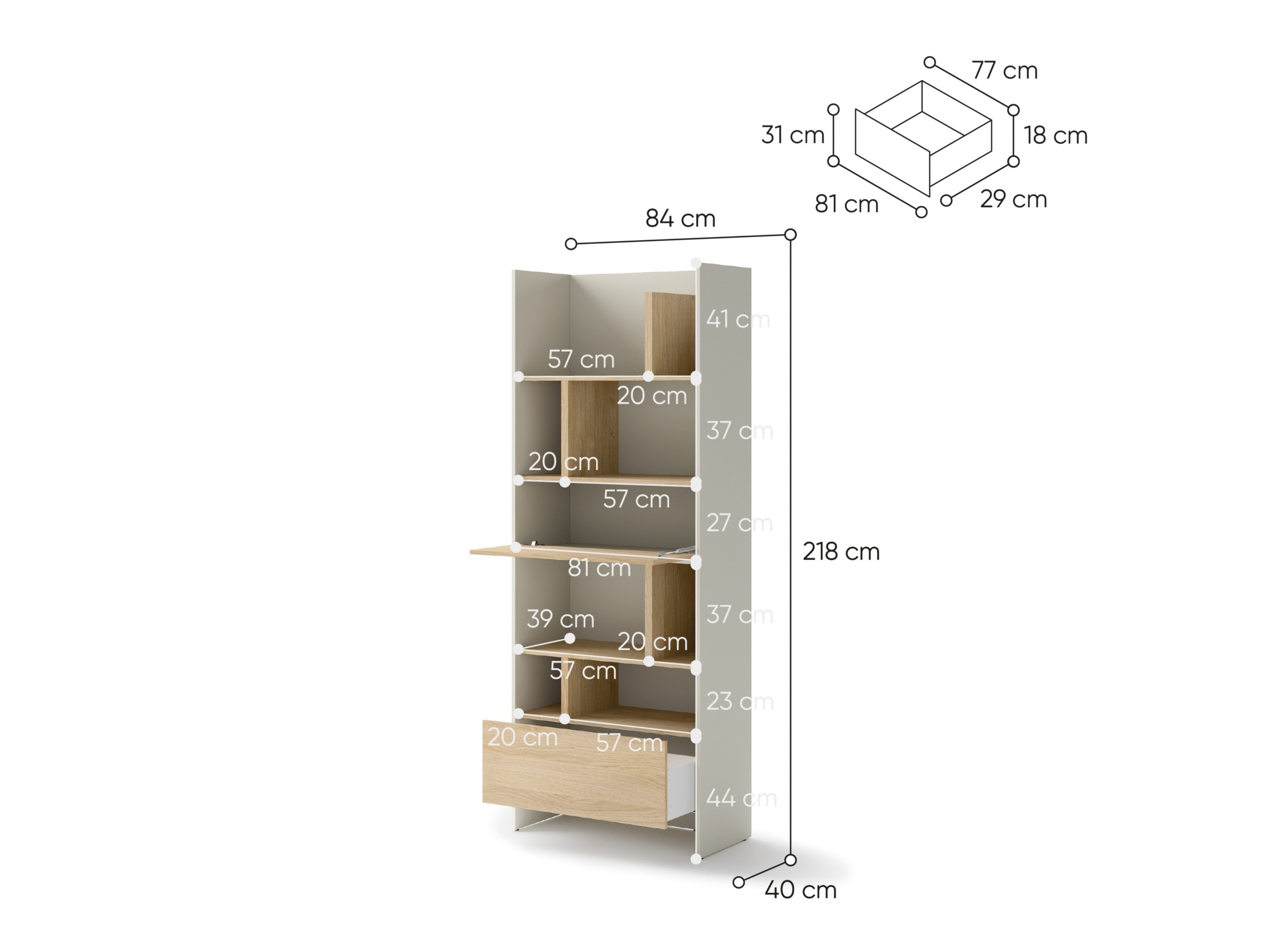 Стеллаж Concept Pro Lenart Levfere 146 (Кашемир + Дуб)