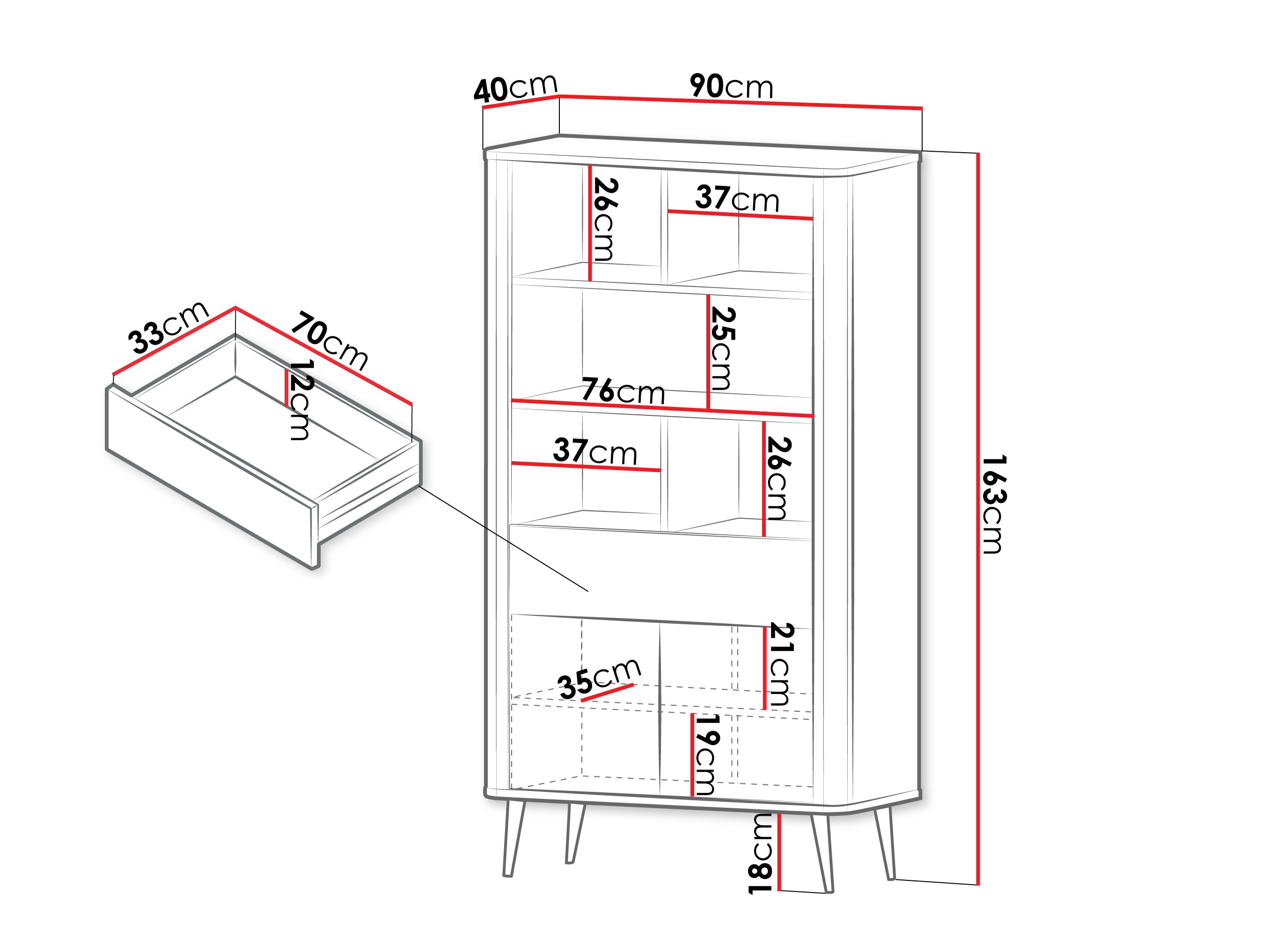 Стеллаж Lufela 108 (Кашемир + Серый мрамор)