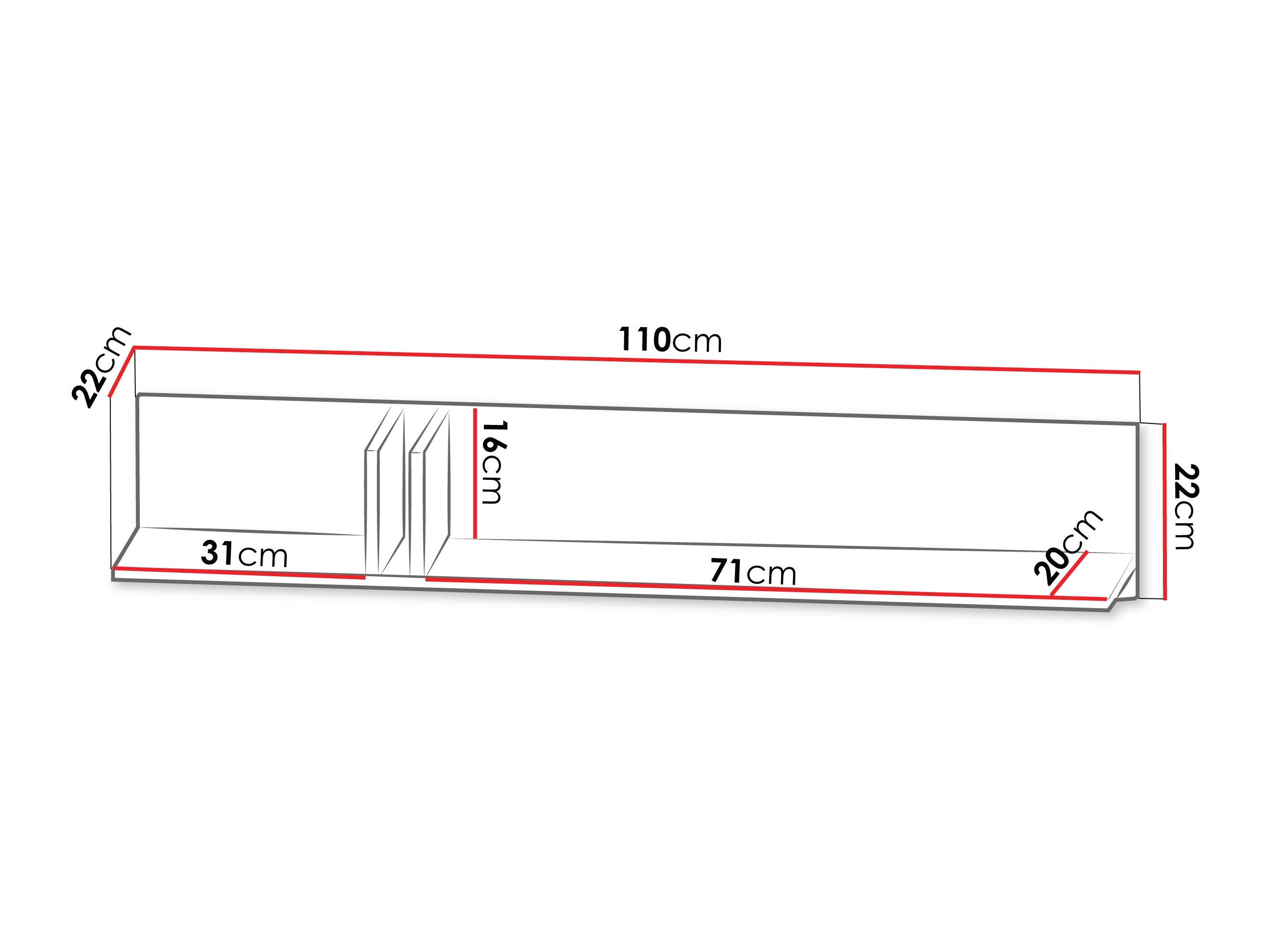 Настенная полка Levali 114 (Дуб)