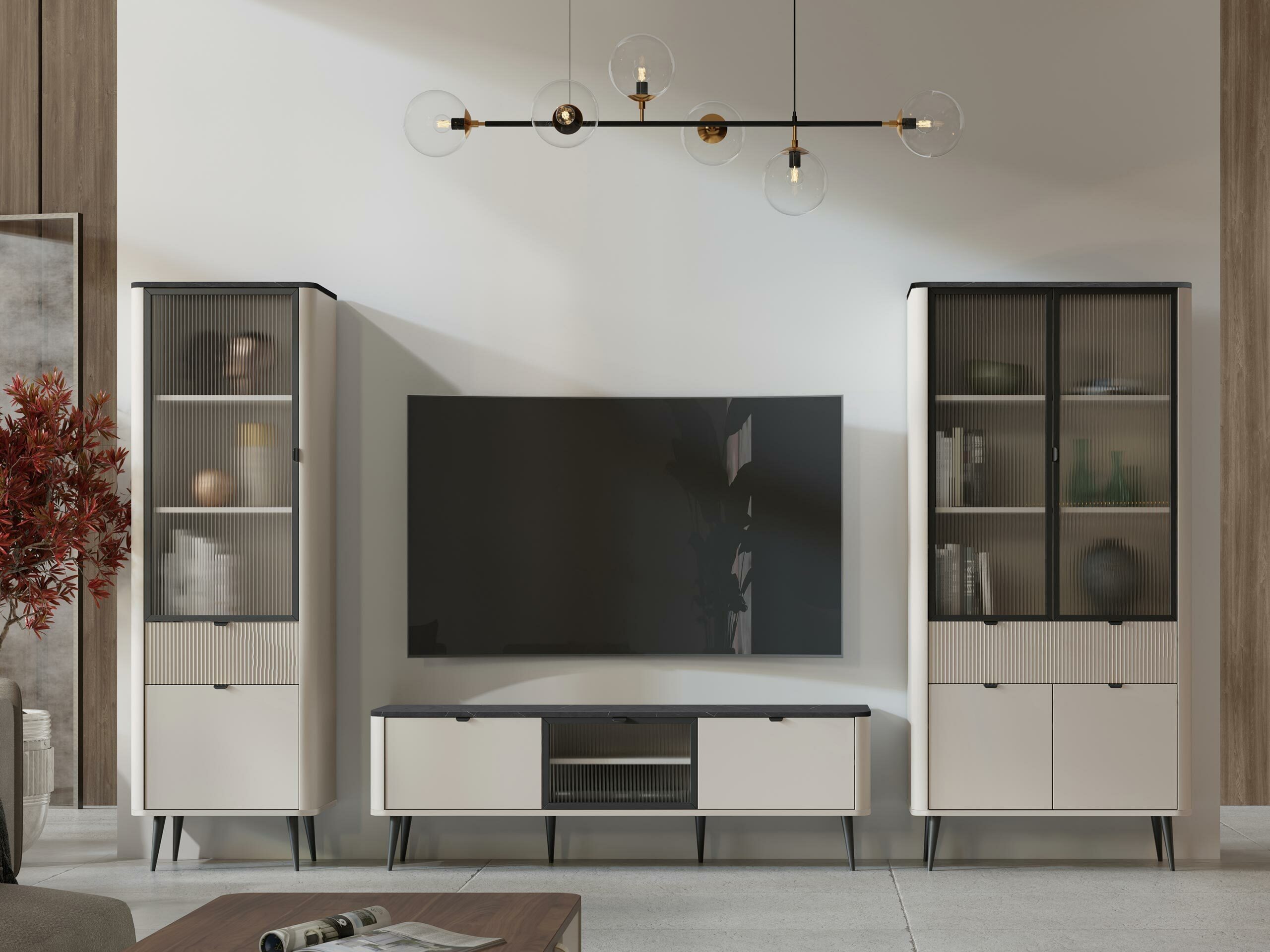 TV galds Lufela 111 (Kašmirs + Pelēks marmors)