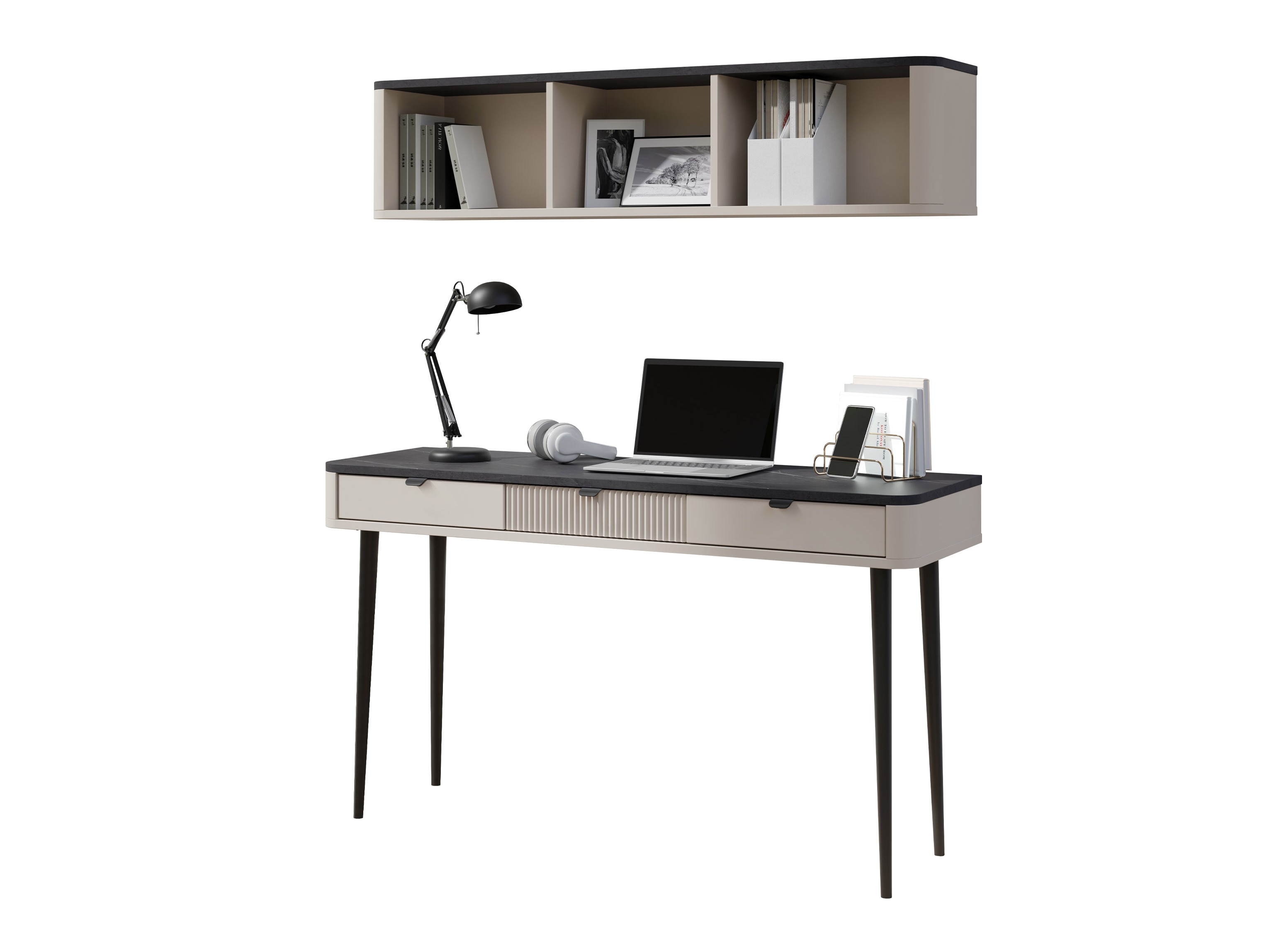 Mājas biroja komplekts Lufela 123 (Kašmirs + Pelēks marmors)