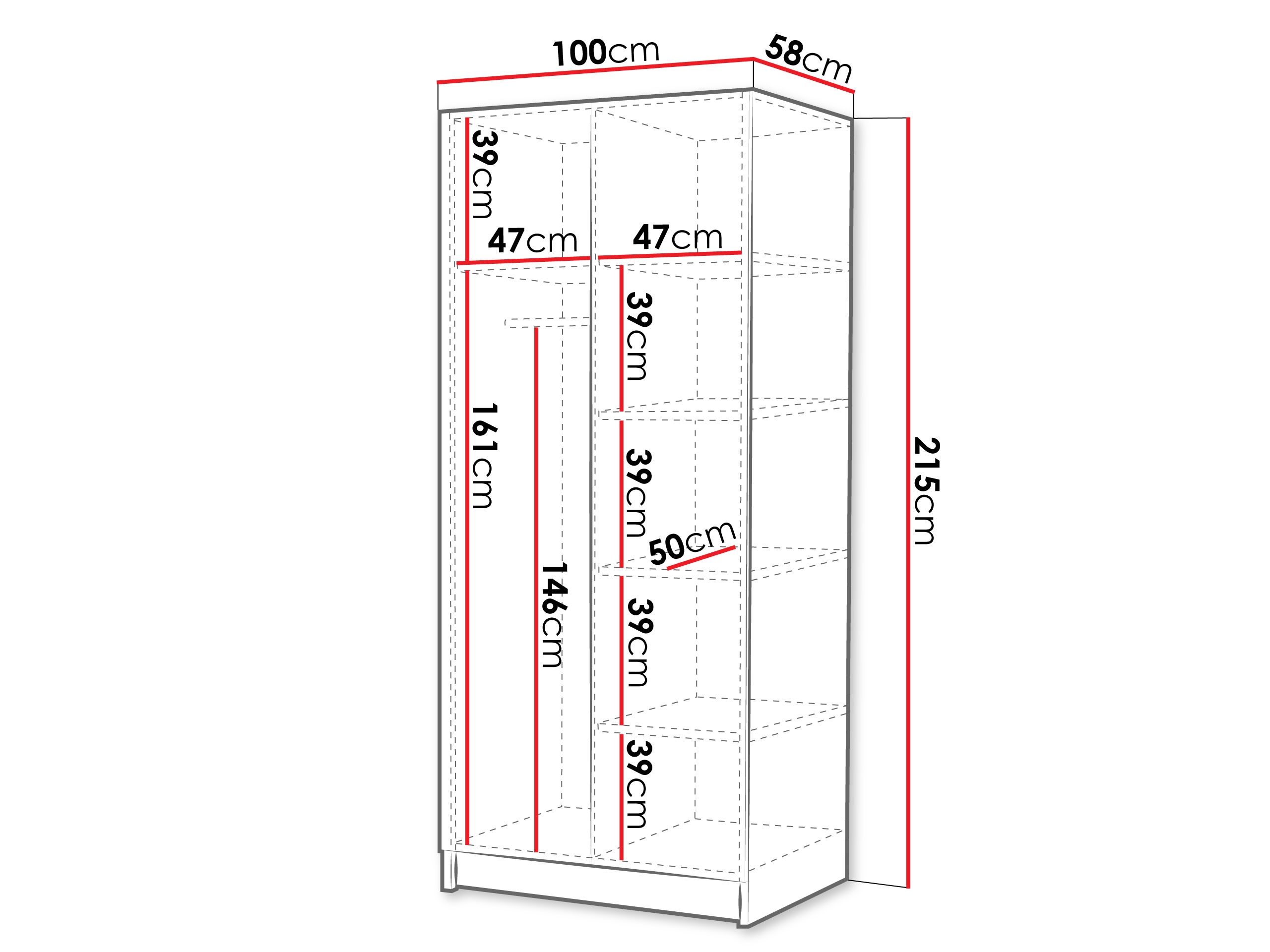 Skapis Closico 195 (Balts + Glancēts balts + Melns)