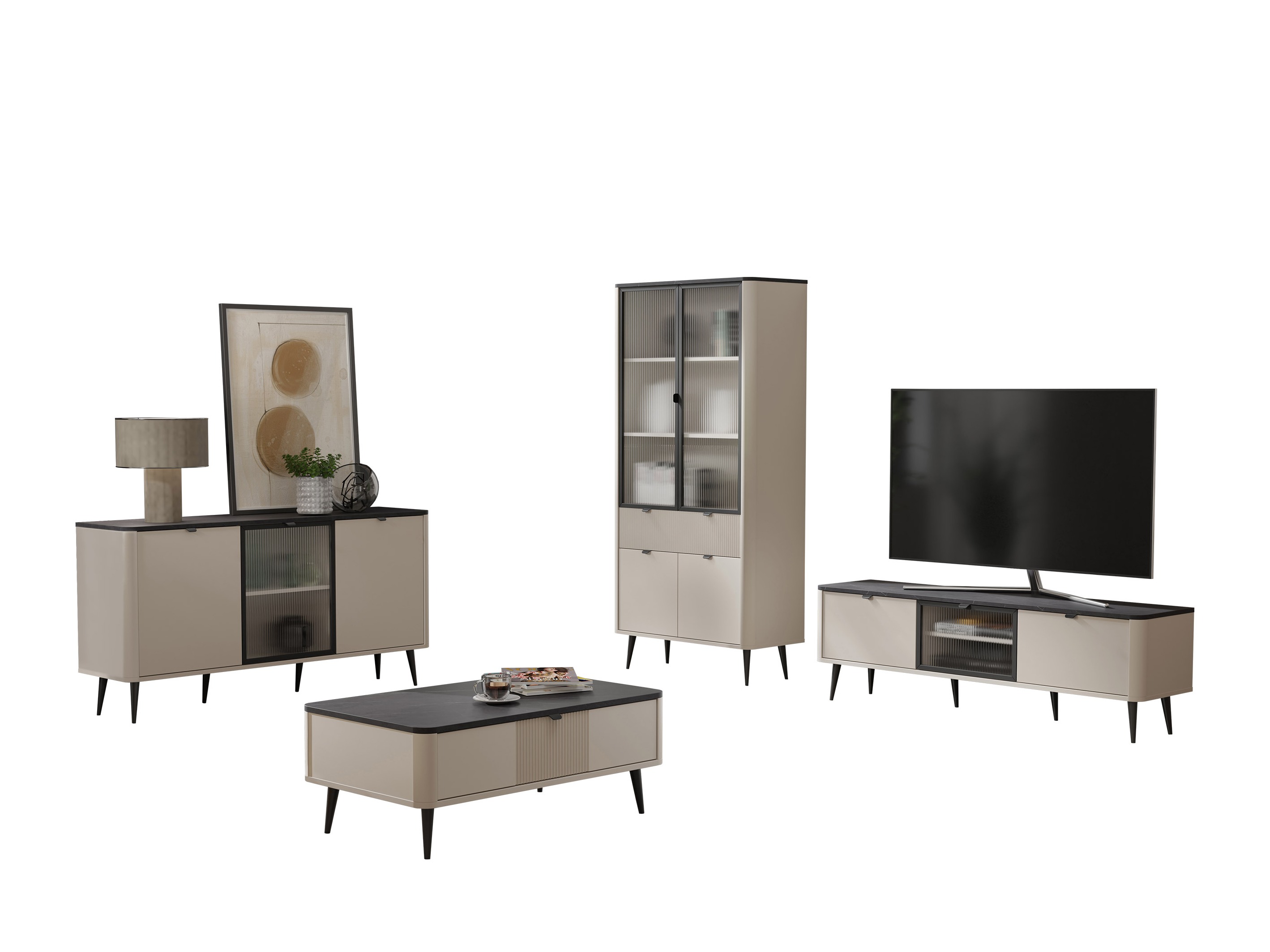 Viesistabas komplekts Lufela 120 (Kašmirs + Pelēks marmors)