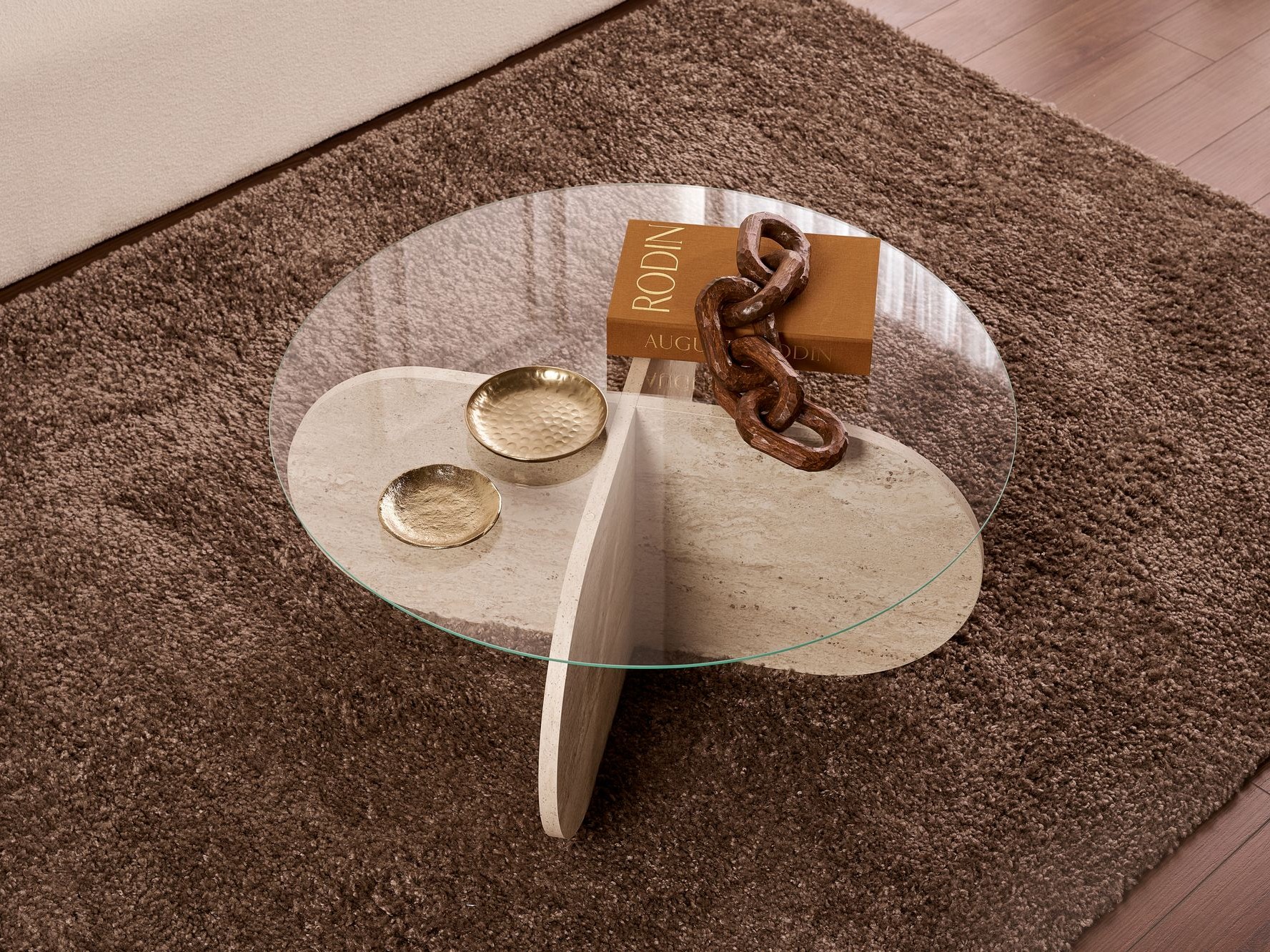 Žurnālu galdiņš Novato 117 (Gaišs travertīns)