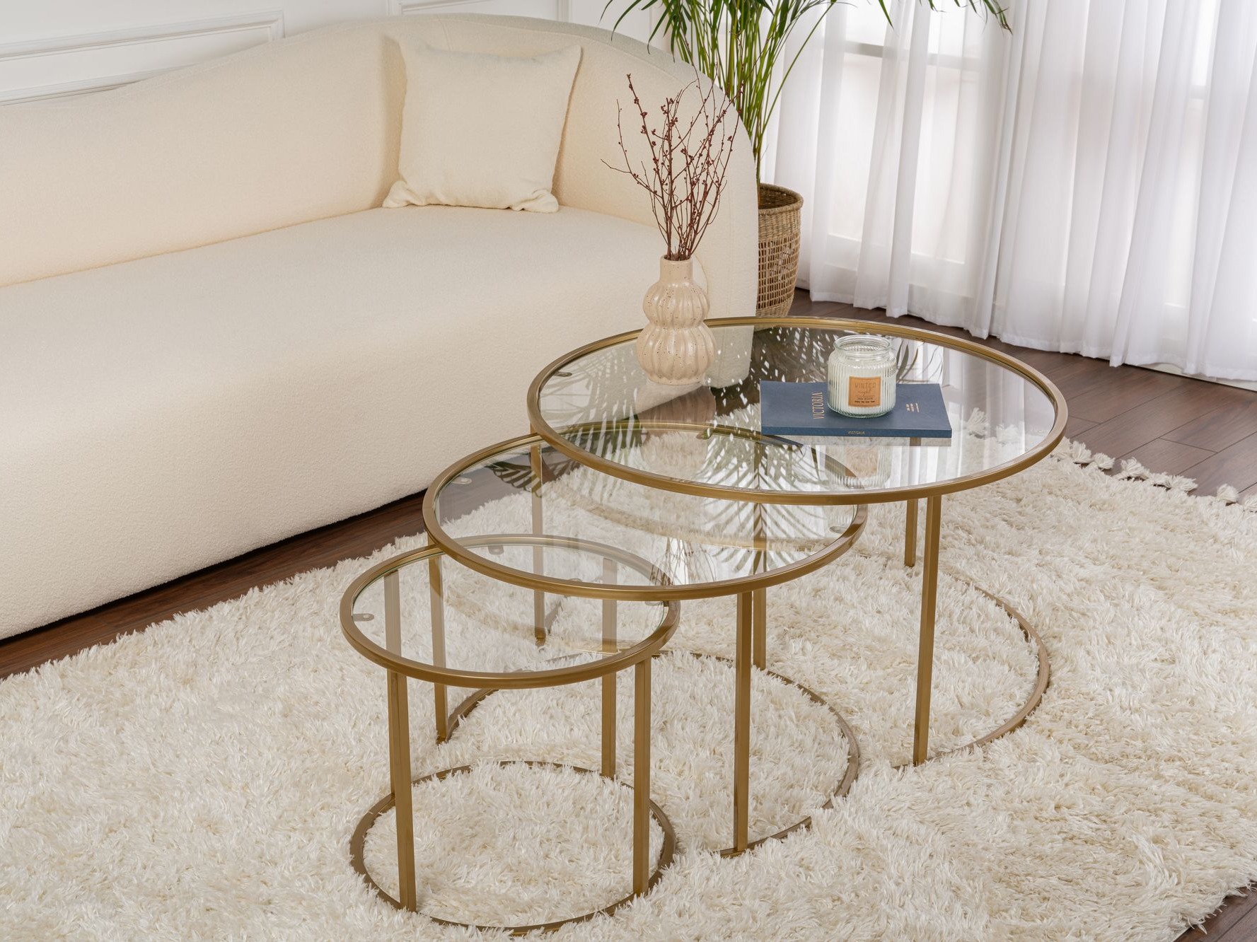 Комплект журнальных столиков Novato 120 (Золотой)