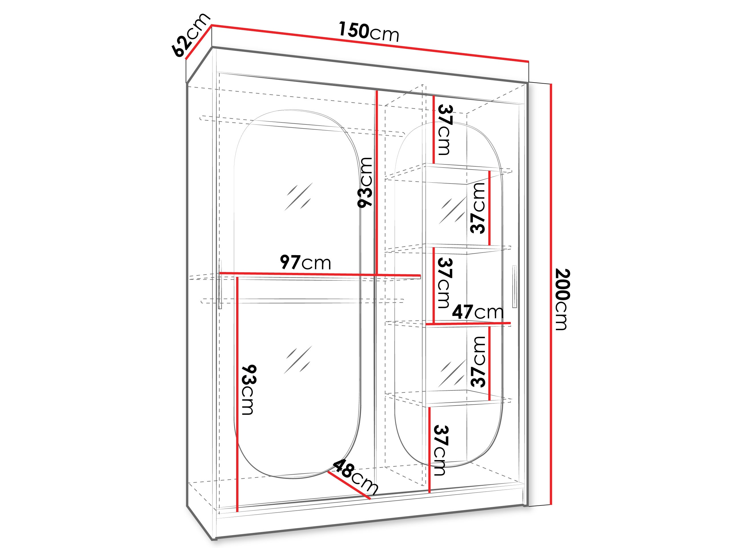 Skapis Hartford 519 (Melns)