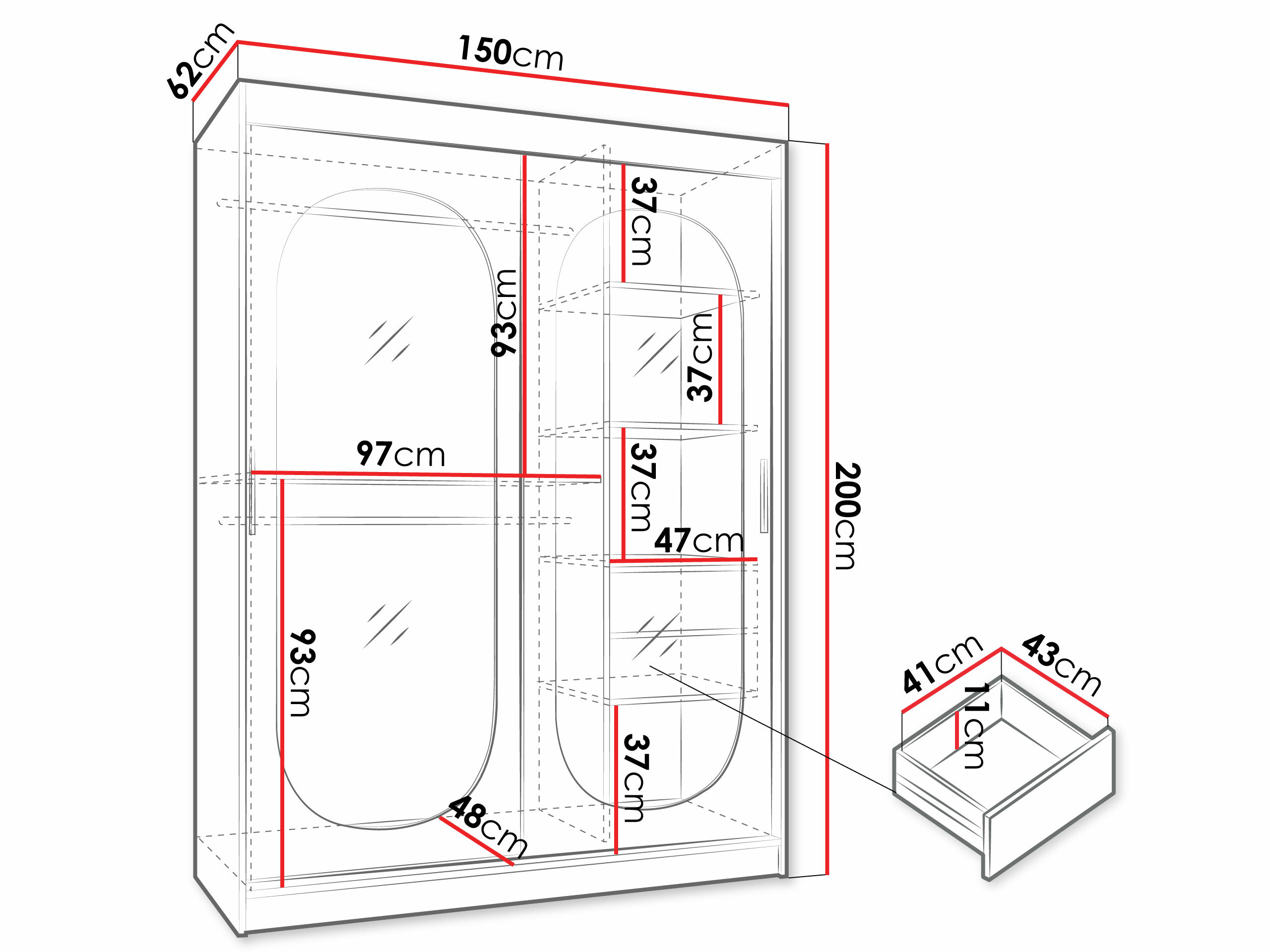 Skapis Hartford 519 (Melns)