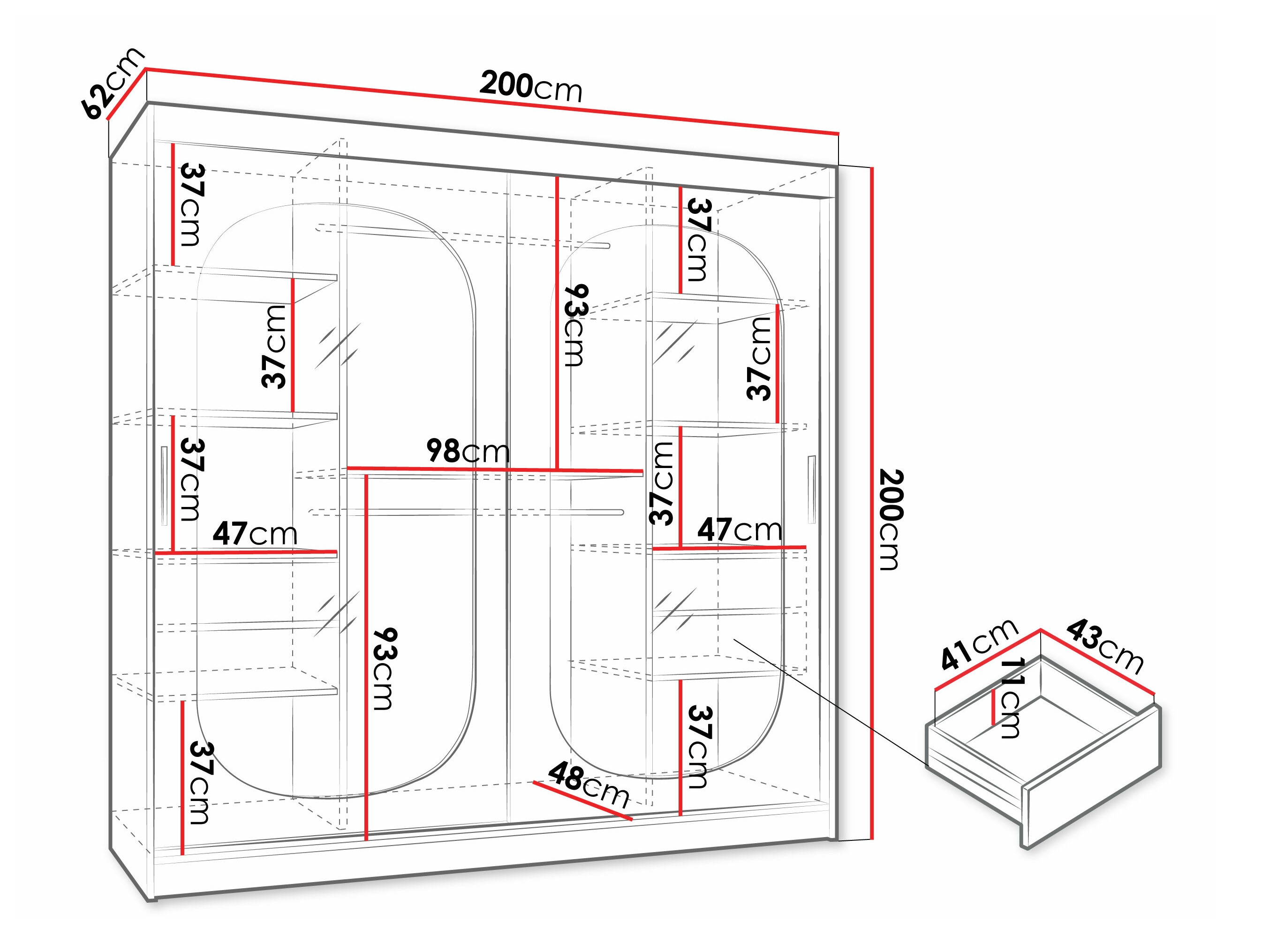 Skapis Hartford 521 (Melns)