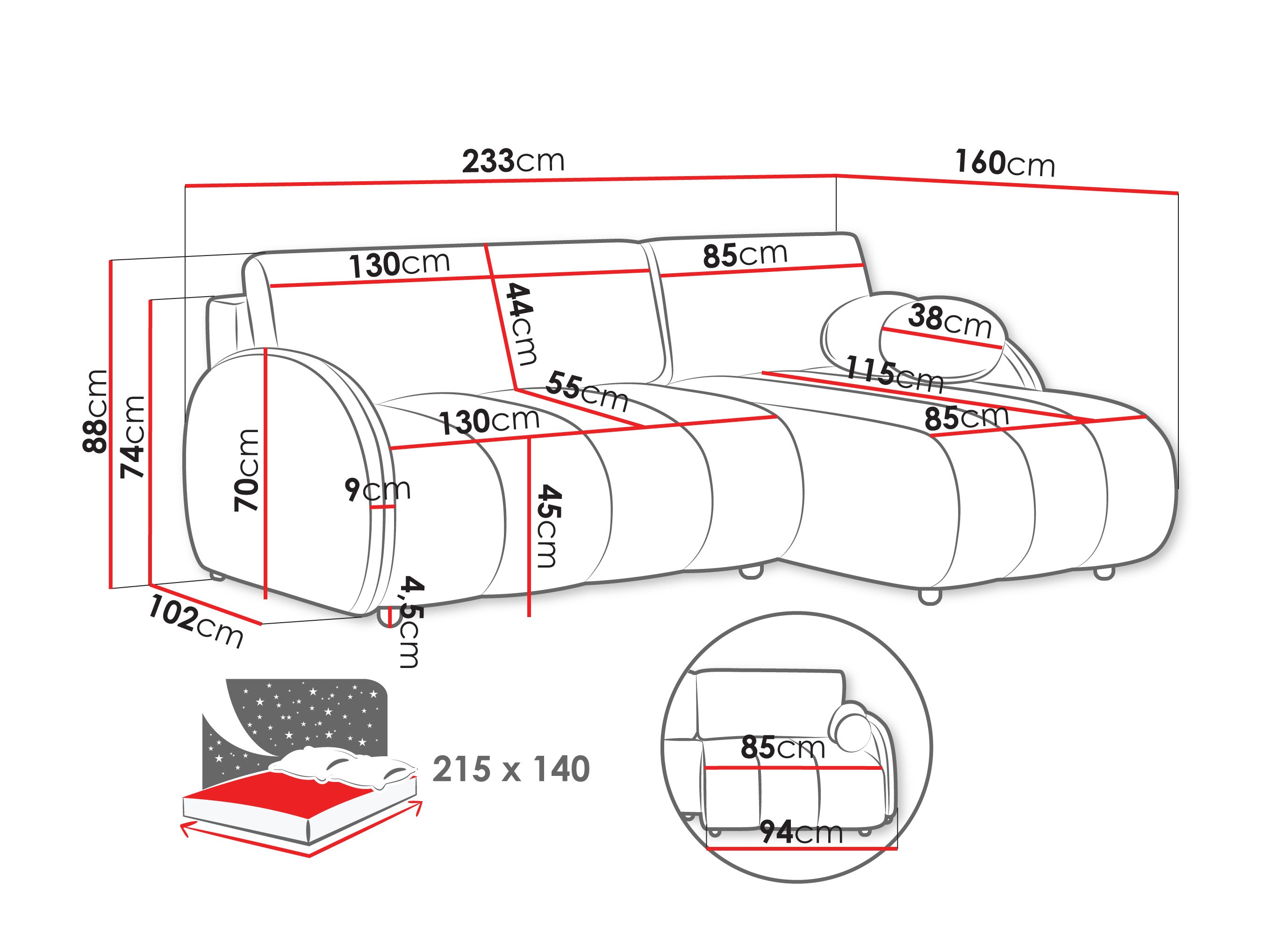 Stūra dīvāns Columbus 247 (Sereno 682)