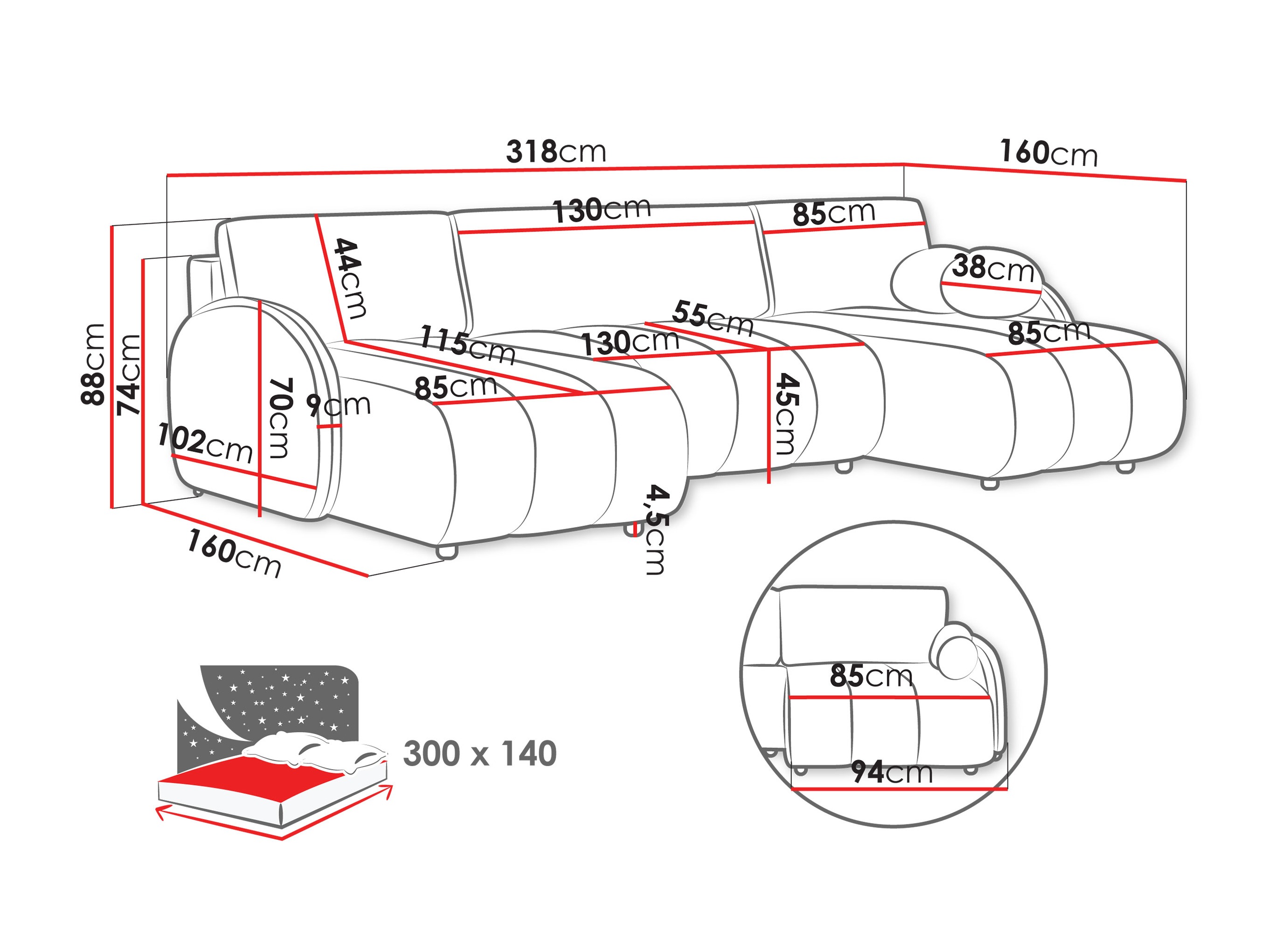 Stūra dīvāns Columbus 248 (Sereno 686)