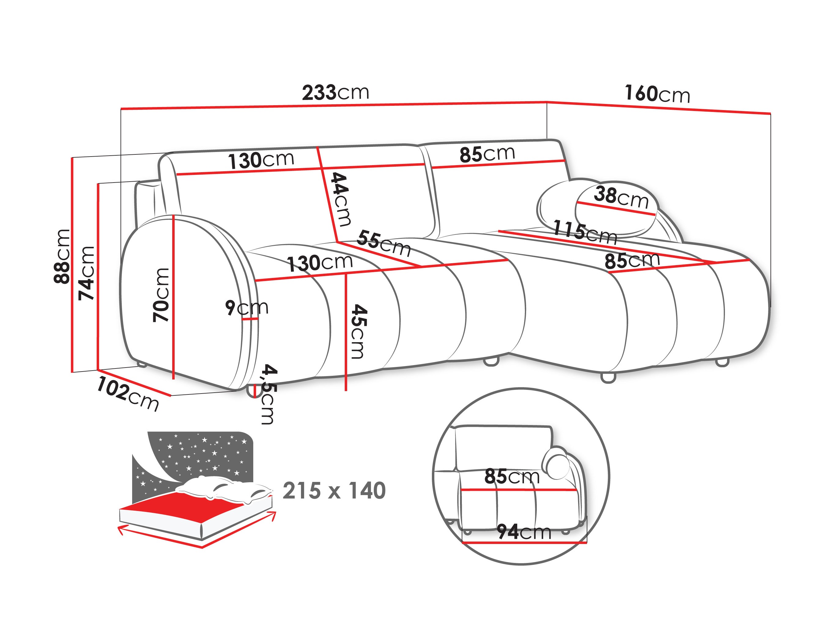 Угловой диван Columbus 247 (Sereno 686)