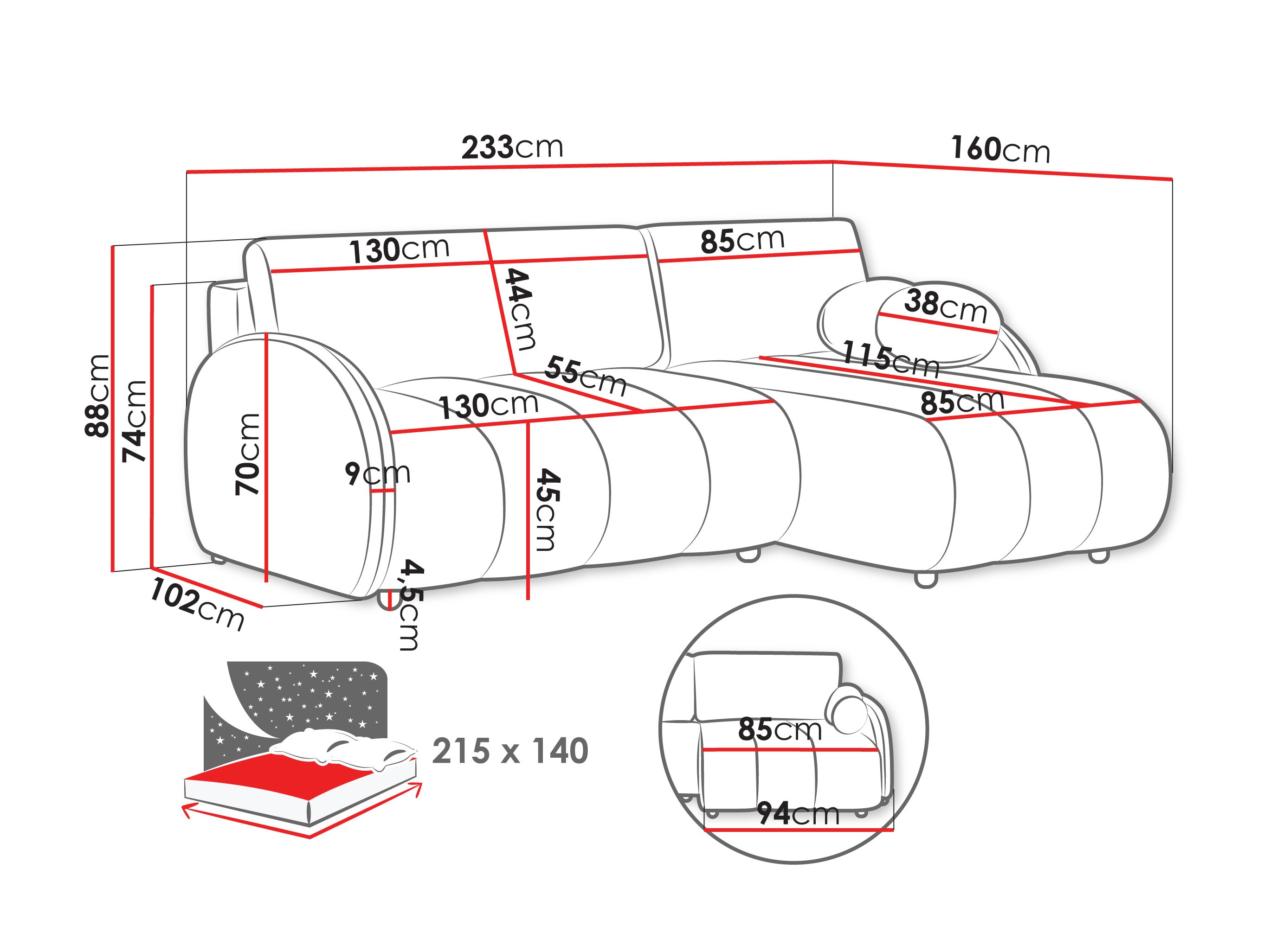 Угловой диван Columbus 247 (Sereno 687)